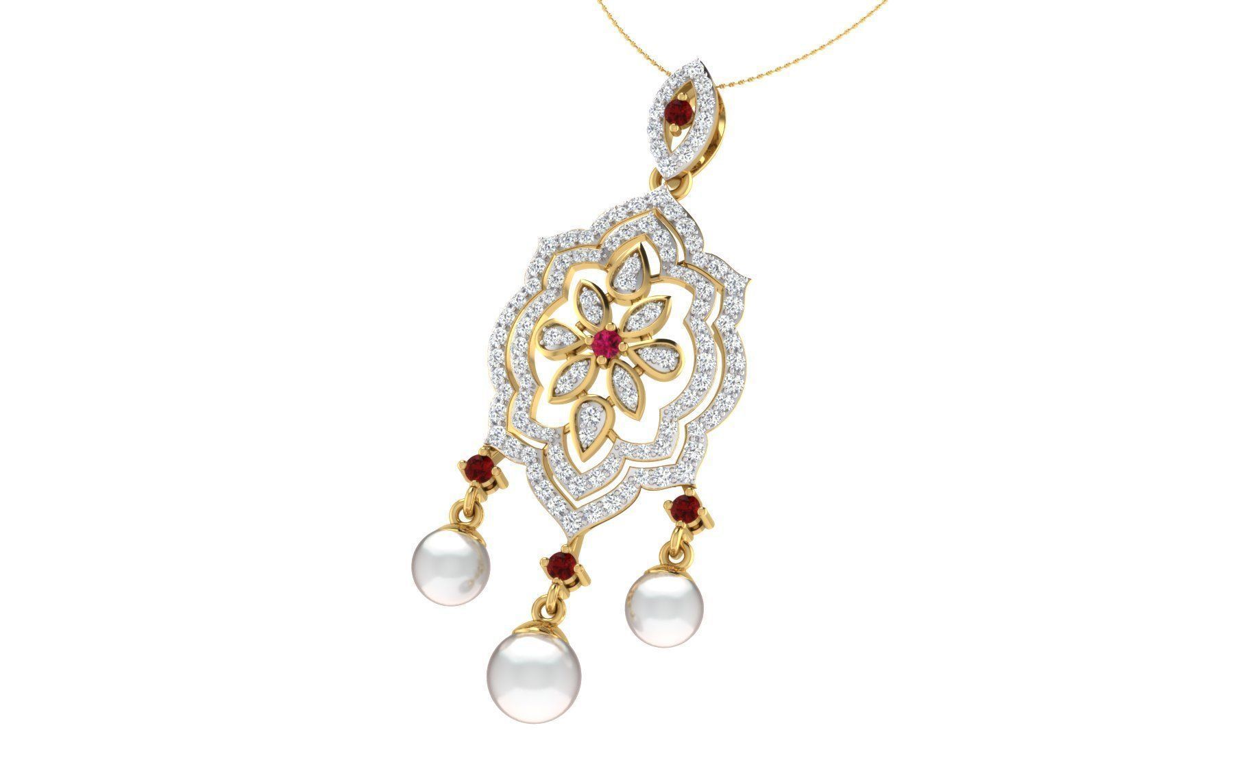 Solitaire Women Pendant 3dm STL OBJ FBX Render Details 3D print model_1