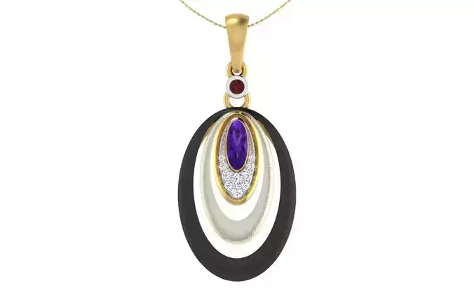 Solitaire Women Pendant 3dm STL OBJ FBX Render Details