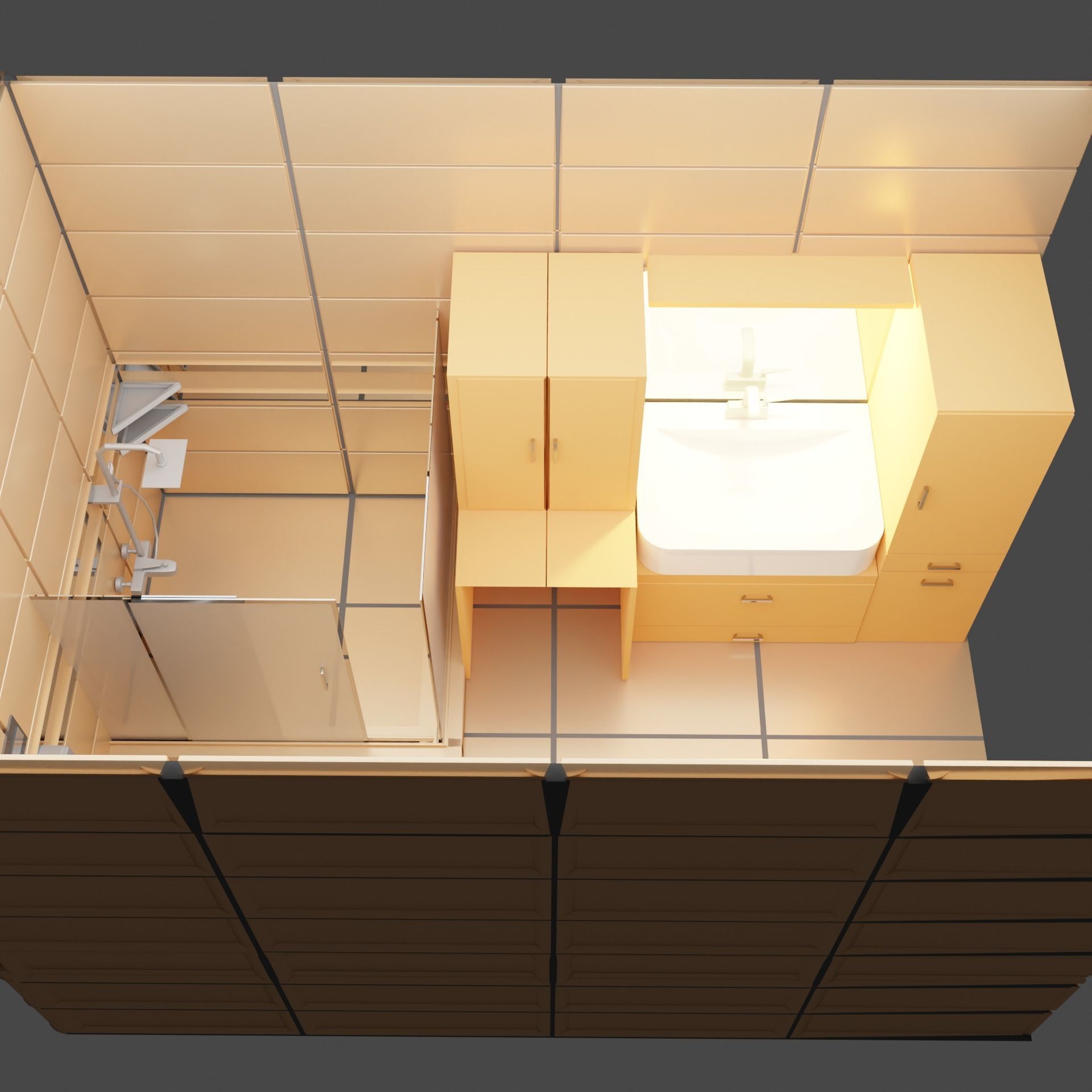 Bathroom with toilet and sink Low-poly 3D model_1