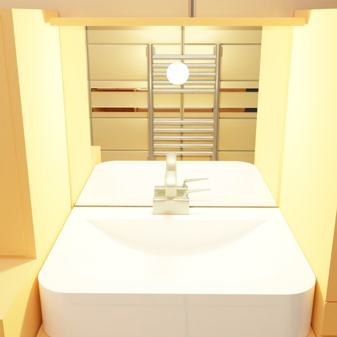 Bathroom with toilet and sink Low-poly 3D model_3
