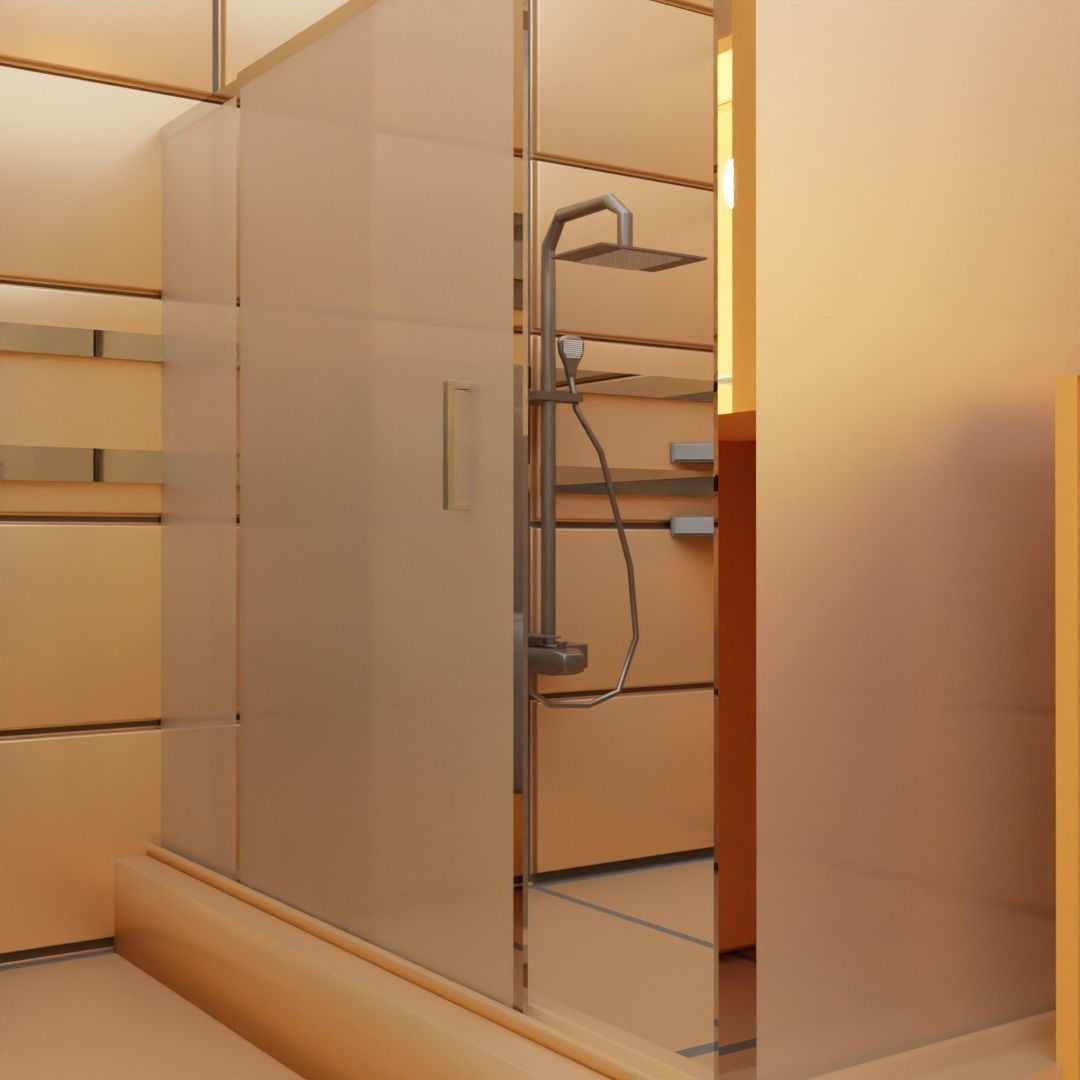 Bathroom with toilet and sink Low-poly 3D model_2