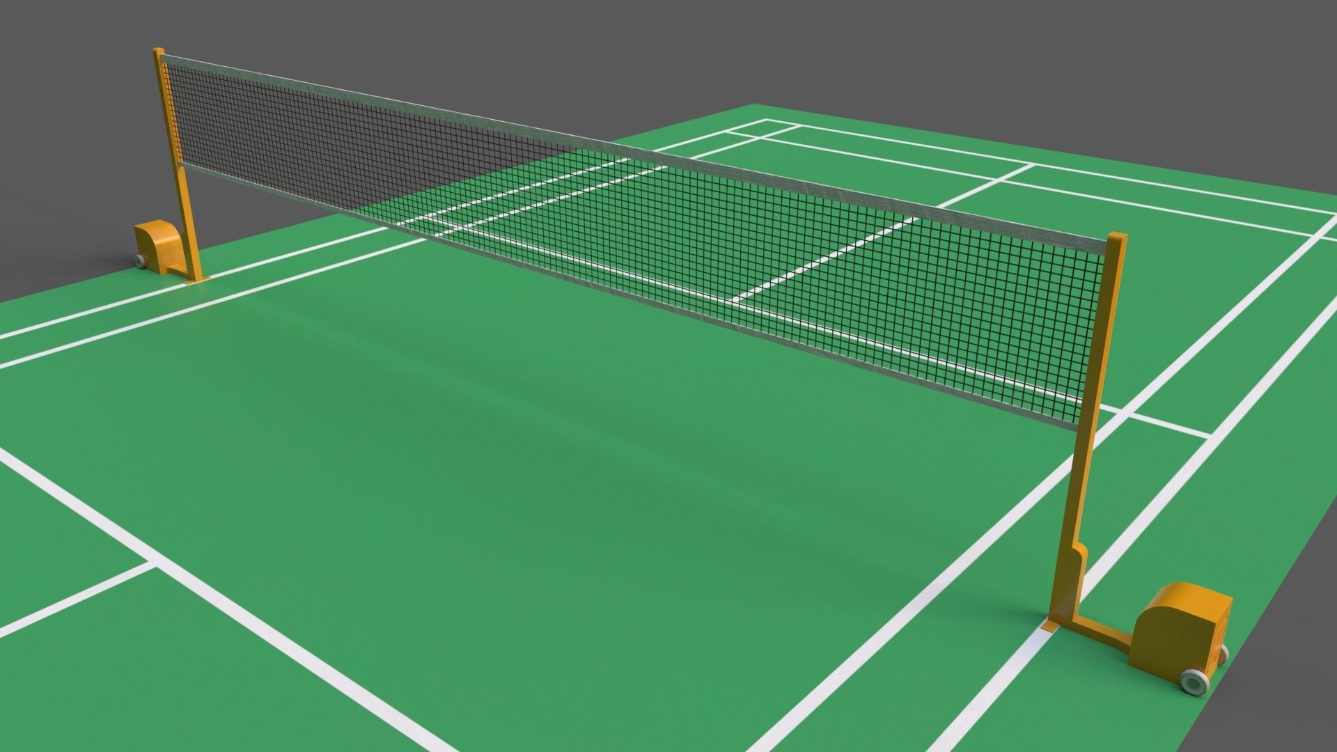 PBR Badminton Court Floor and Net Low-poly 3D model_20