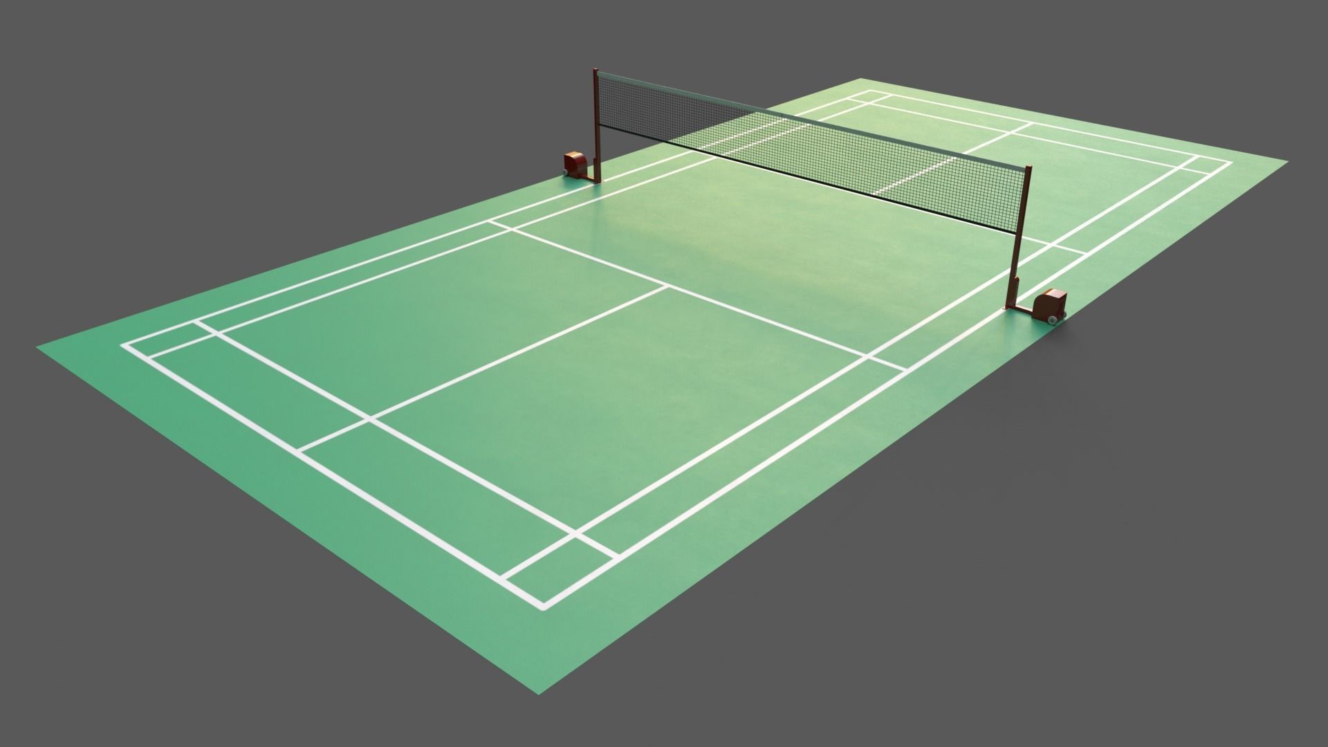 PBR Badminton Court Floor and Net Low-poly 3D model_35