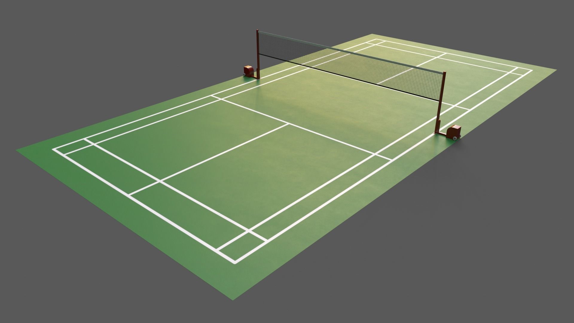 PBR Badminton Court Floor and Net Low-poly 3D model_45