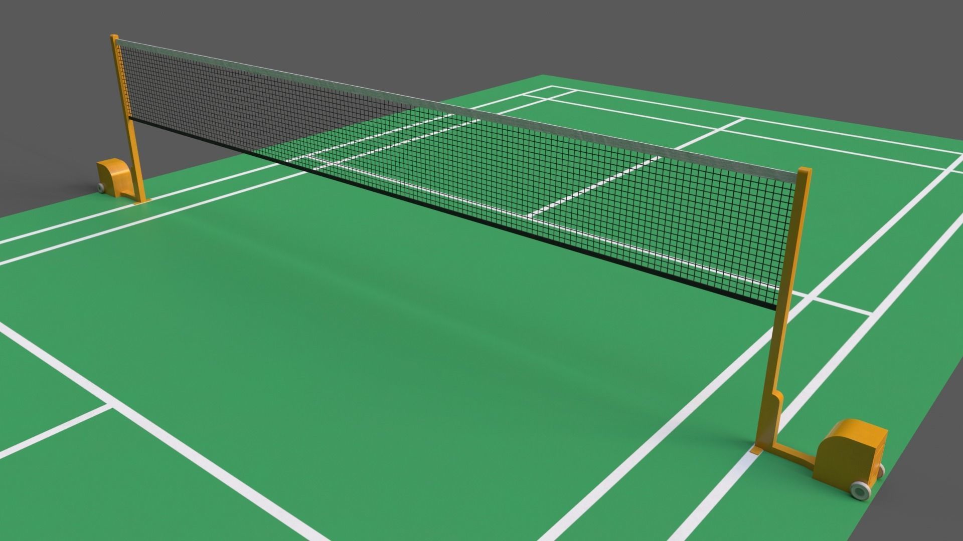 PBR Badminton Court Floor and Net Low-poly 3D model_9