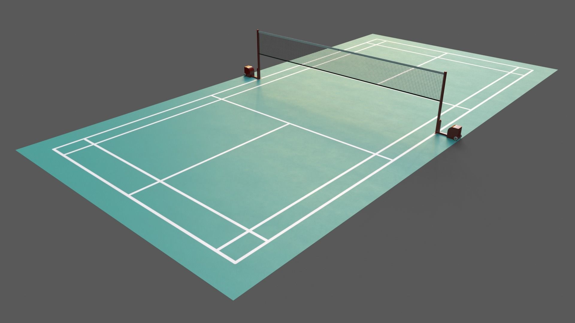 PBR Badminton Court Floor and Net Low-poly 3D model_30
