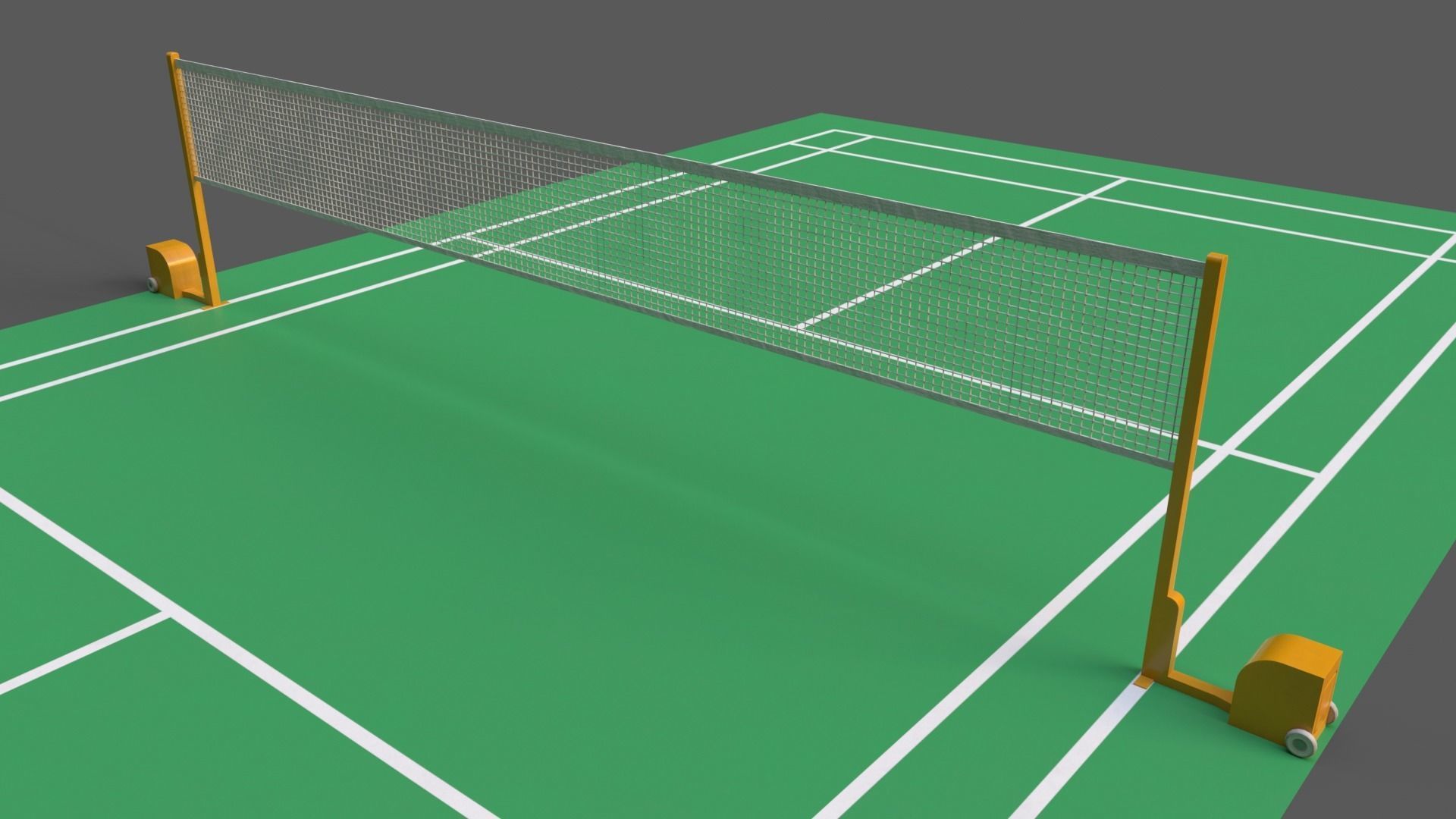 PBR Badminton Court Floor and Net Low-poly 3D model_27