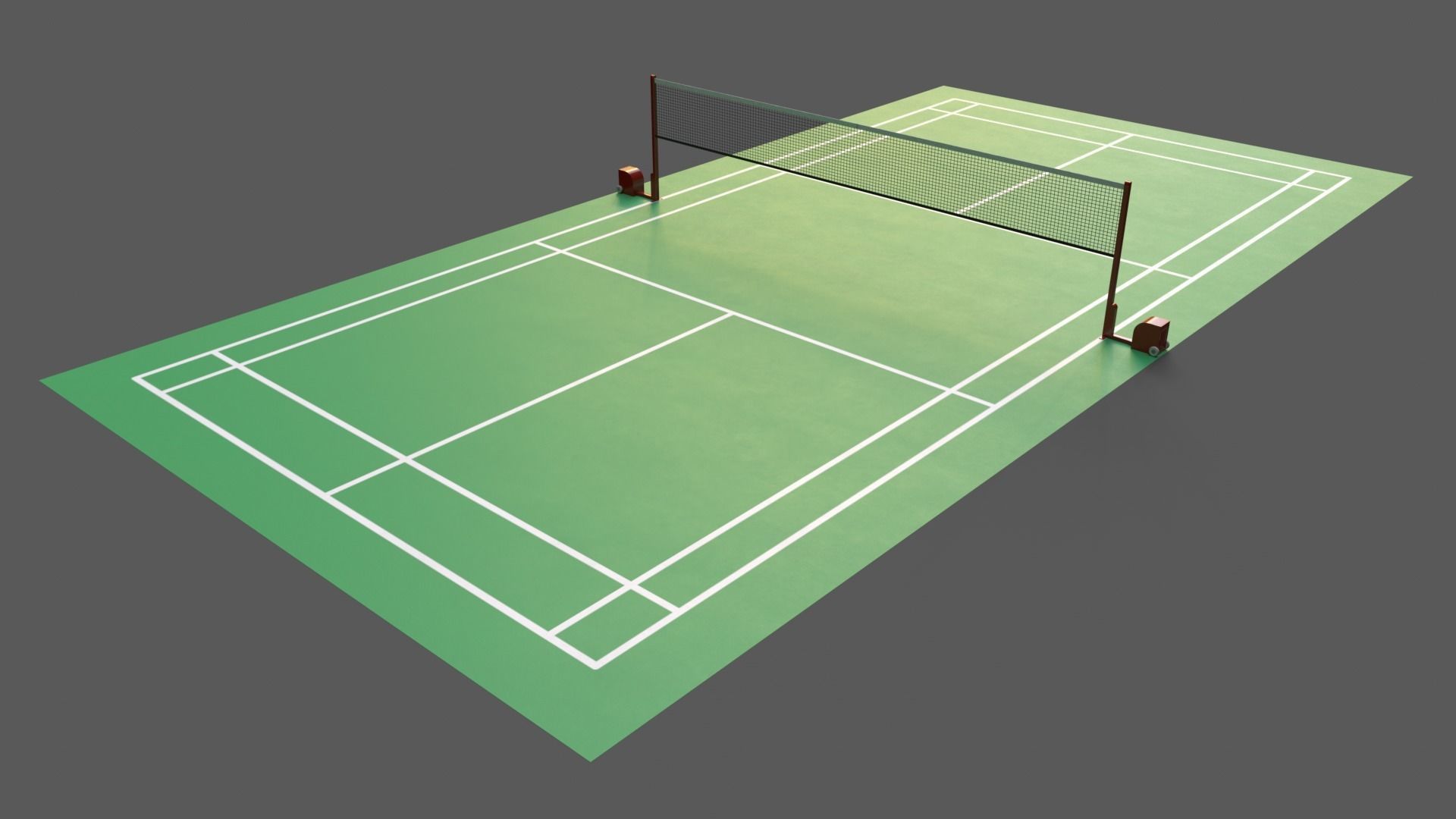 PBR Badminton Court Floor and Net Low-poly 3D model_2