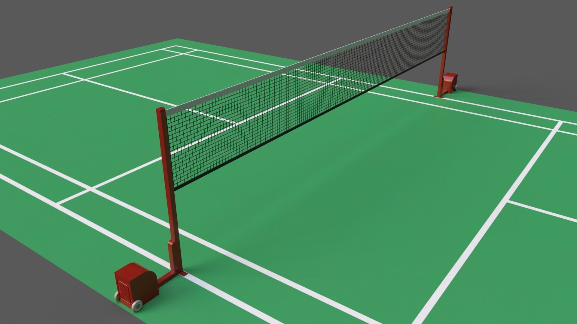 PBR Badminton Court Floor and Net Low-poly 3D model_4