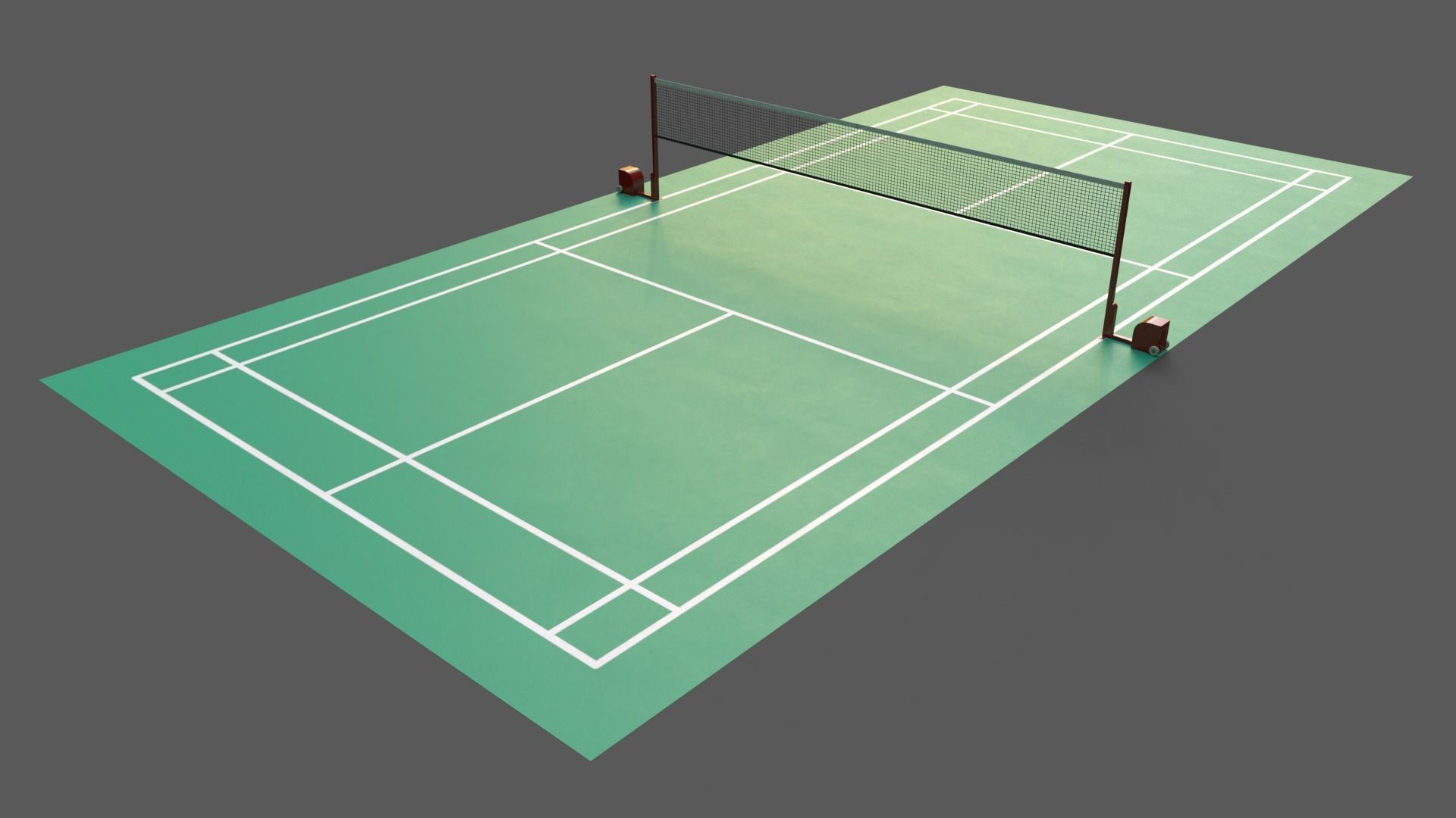 PBR Badminton Court Floor and Net Low-poly 3D model_37