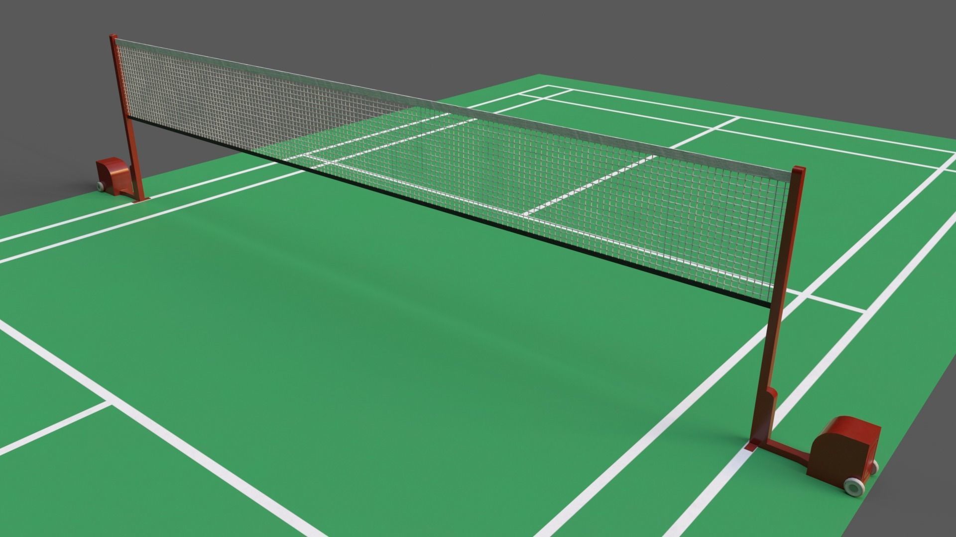 PBR Badminton Court Floor and Net Low-poly 3D model_17