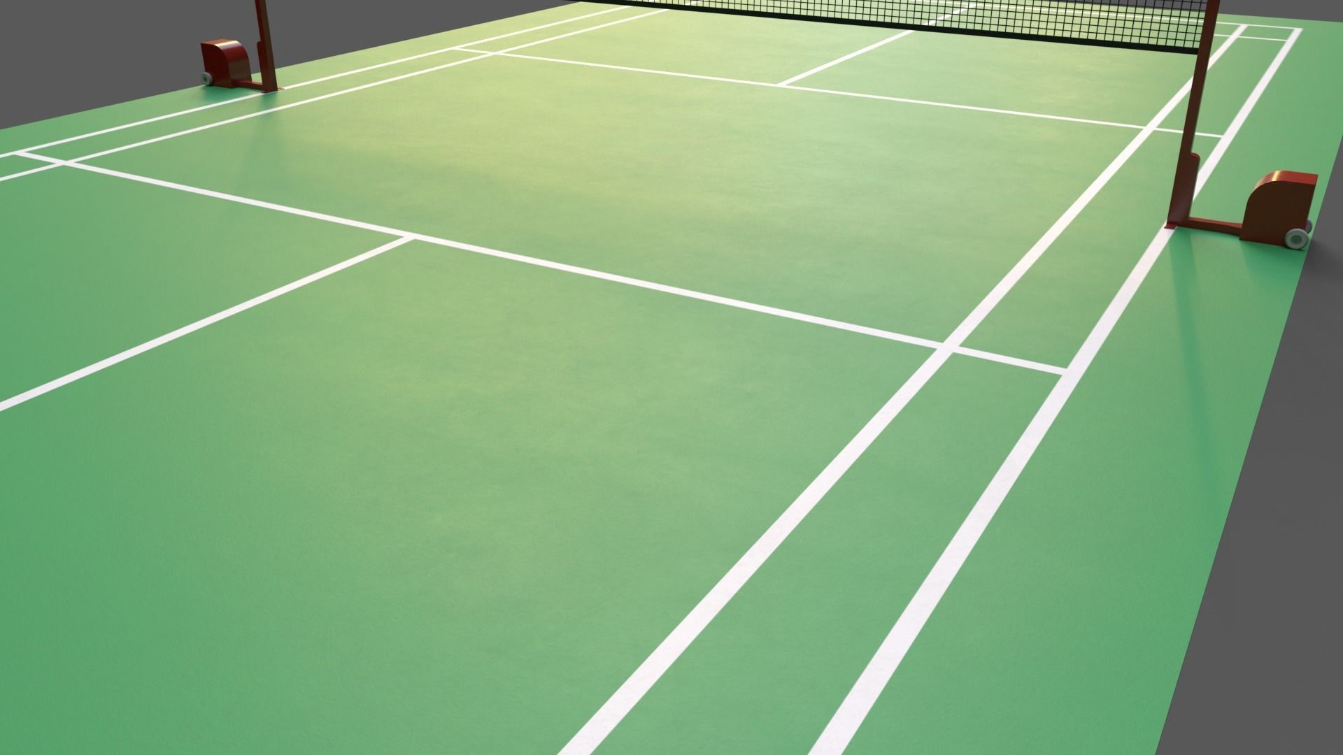 PBR Badminton Court Floor and Net Low-poly 3D model_3