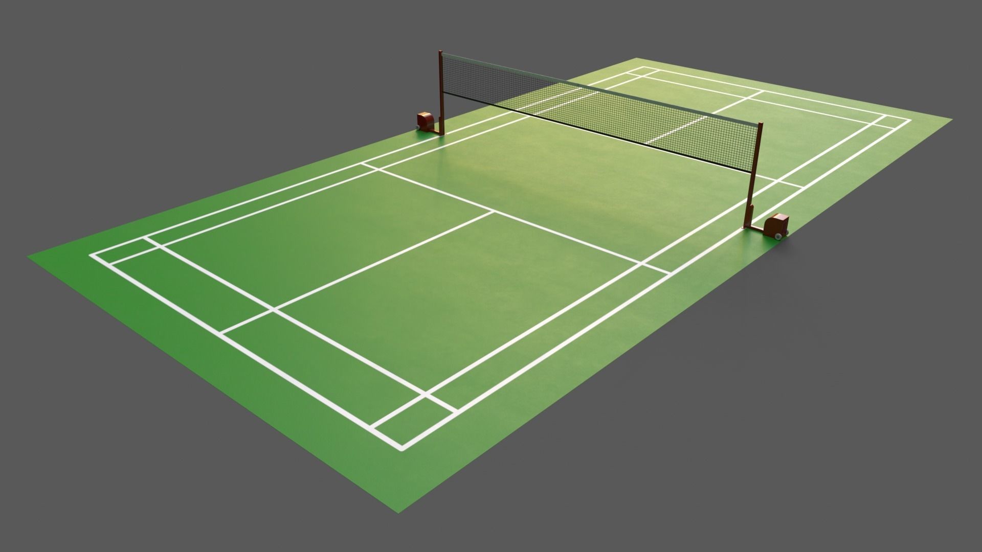 PBR Badminton Court Floor and Net Low-poly 3D model_44