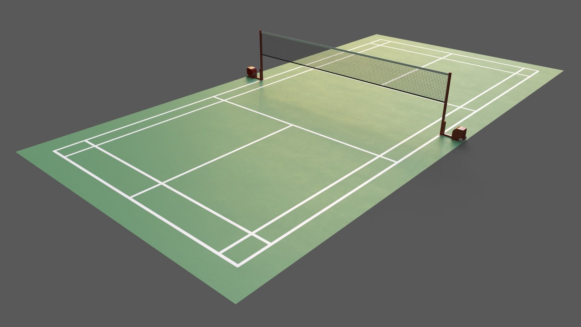 PBR Badminton Court Floor and Net Low-poly 3D model_33