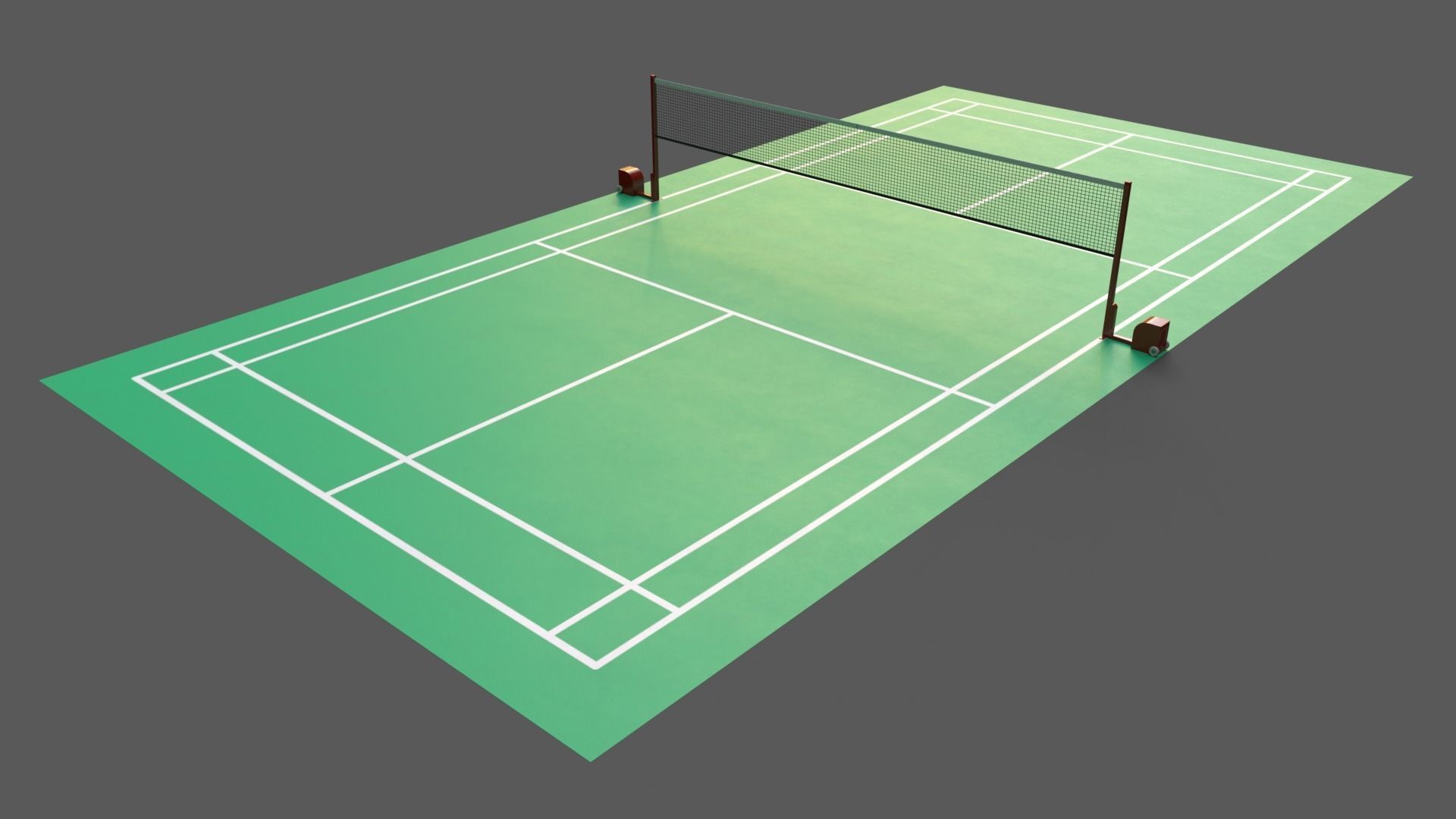 PBR Badminton Court Floor and Net Low-poly 3D model_36