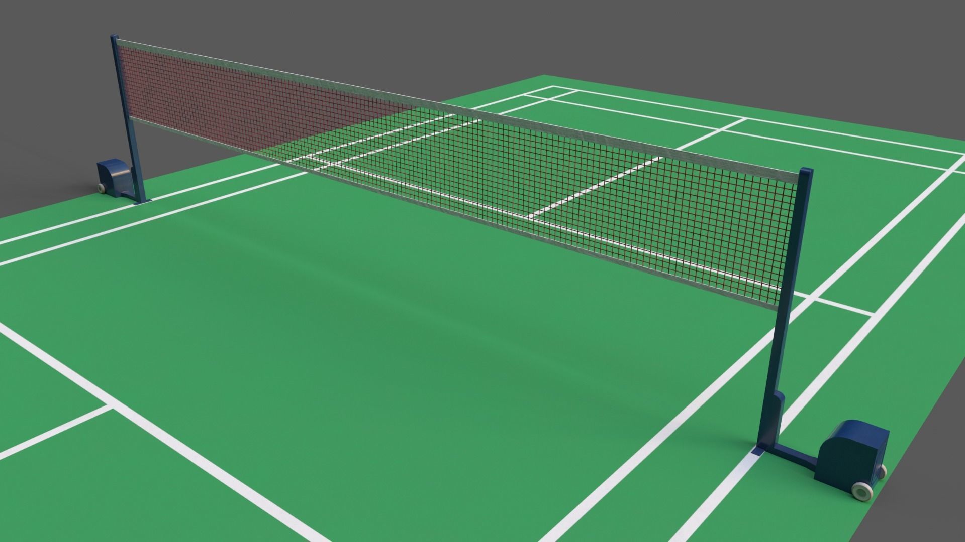 PBR Badminton Court Floor and Net Low-poly 3D model_23