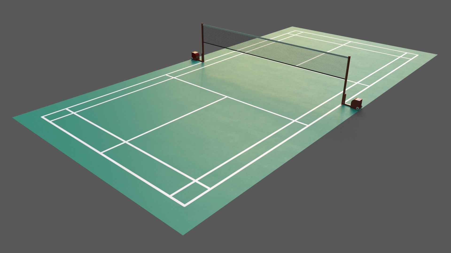 PBR Badminton Court Floor and Net Low-poly 3D model_39