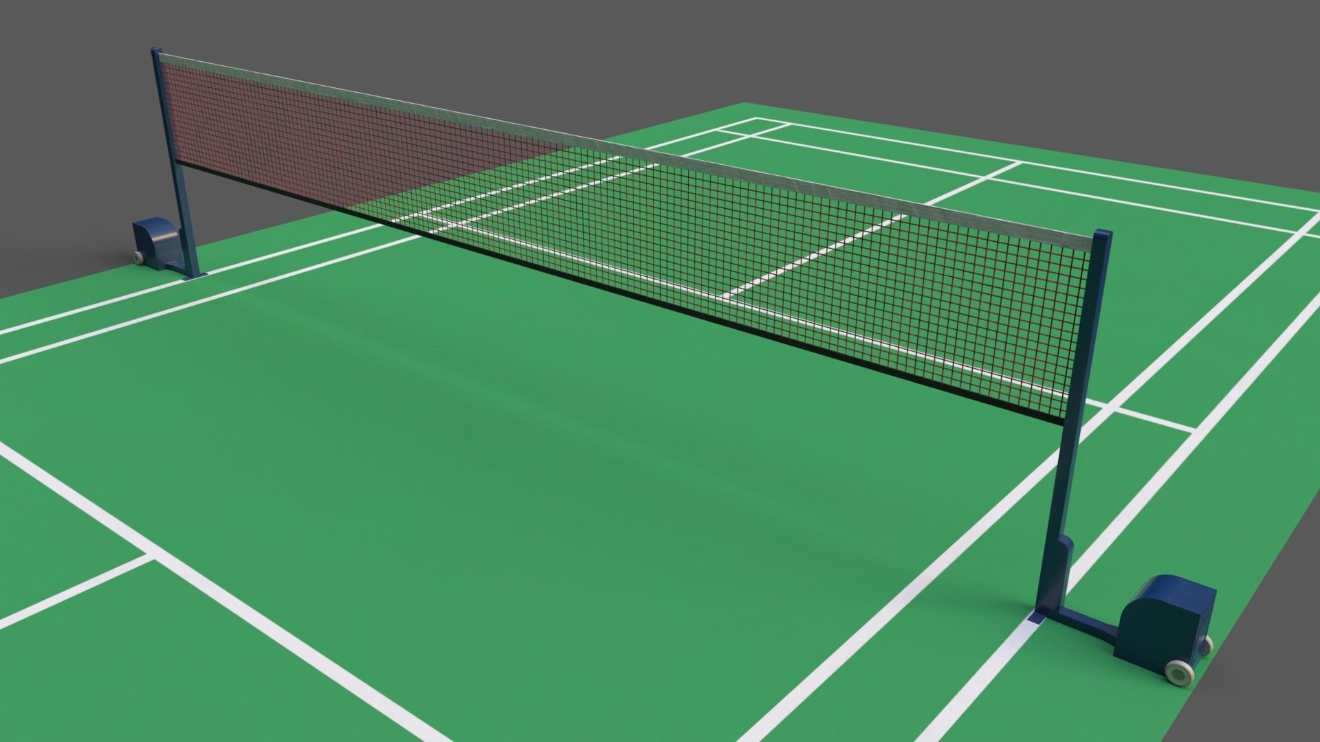 PBR Badminton Court Floor and Net Low-poly 3D model_12