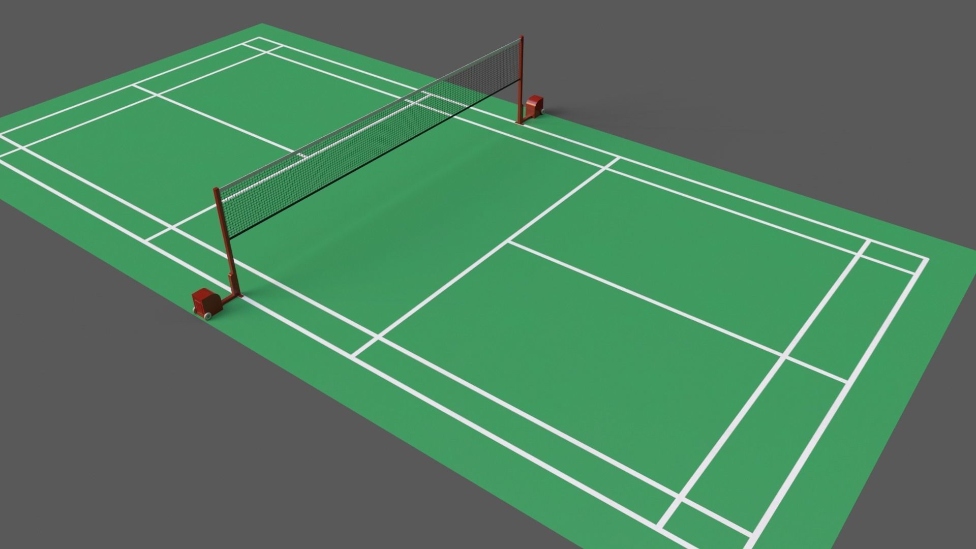 PBR Badminton Court Floor and Net Low-poly 3D model_5