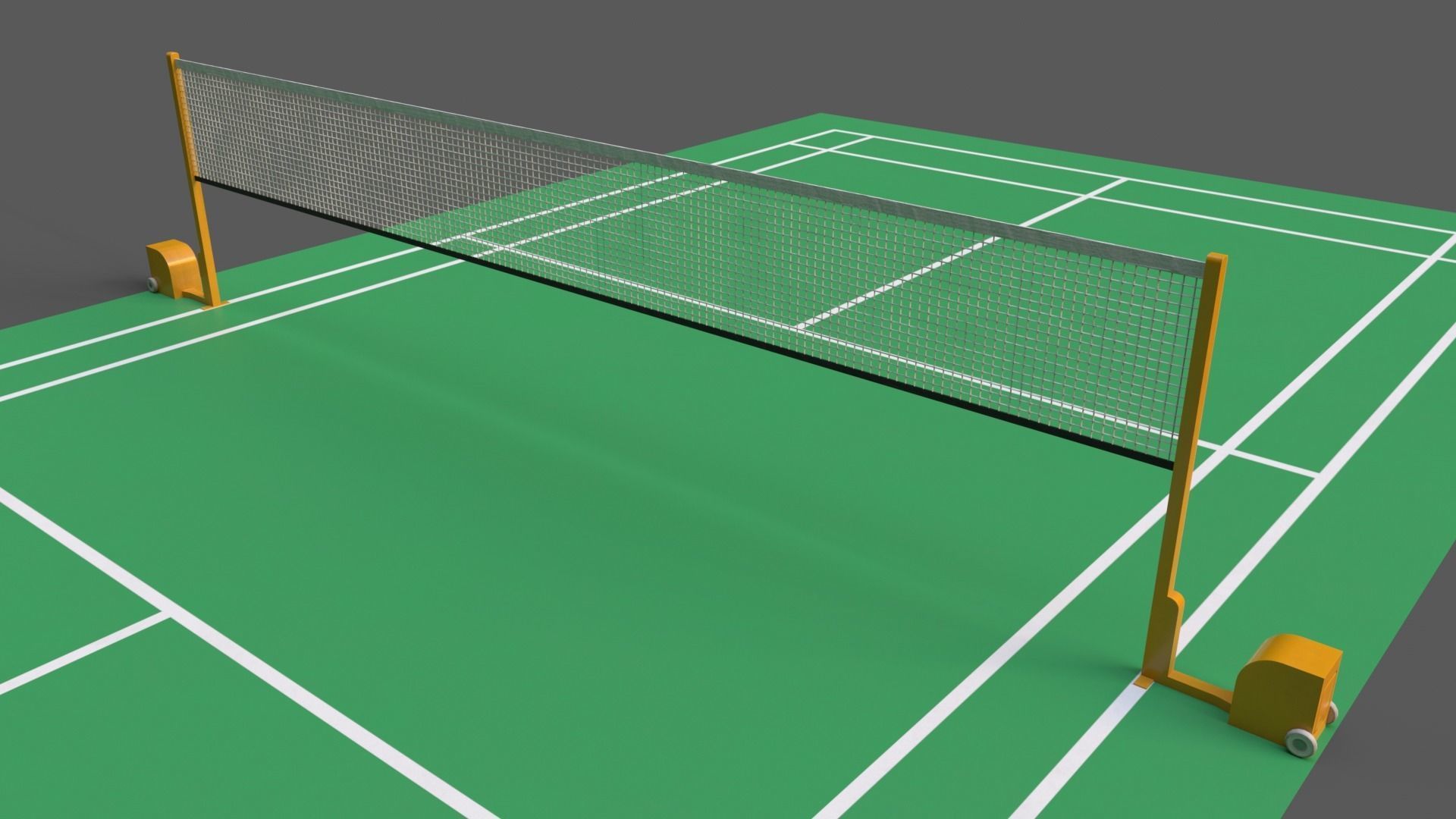 PBR Badminton Court Floor and Net Low-poly 3D model_16