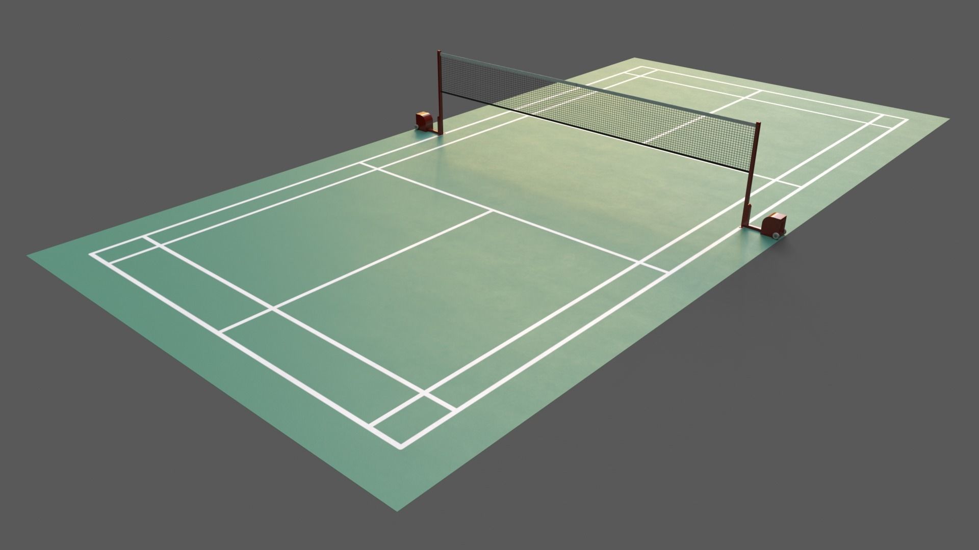 PBR Badminton Court Floor and Net Low-poly 3D model_32