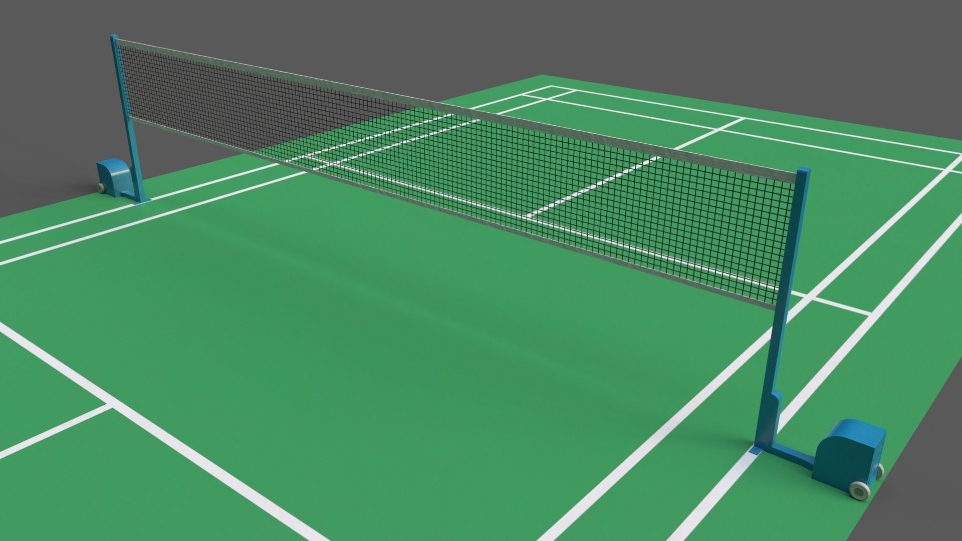 PBR Badminton Court Floor and Net Low-poly 3D model_22