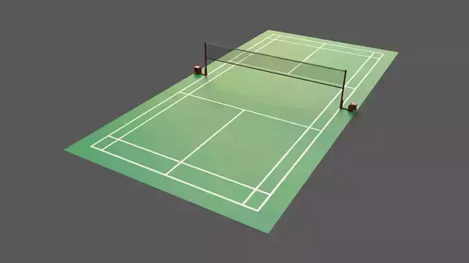 PBR Badminton Court Floor and Net Low-poly 3D model