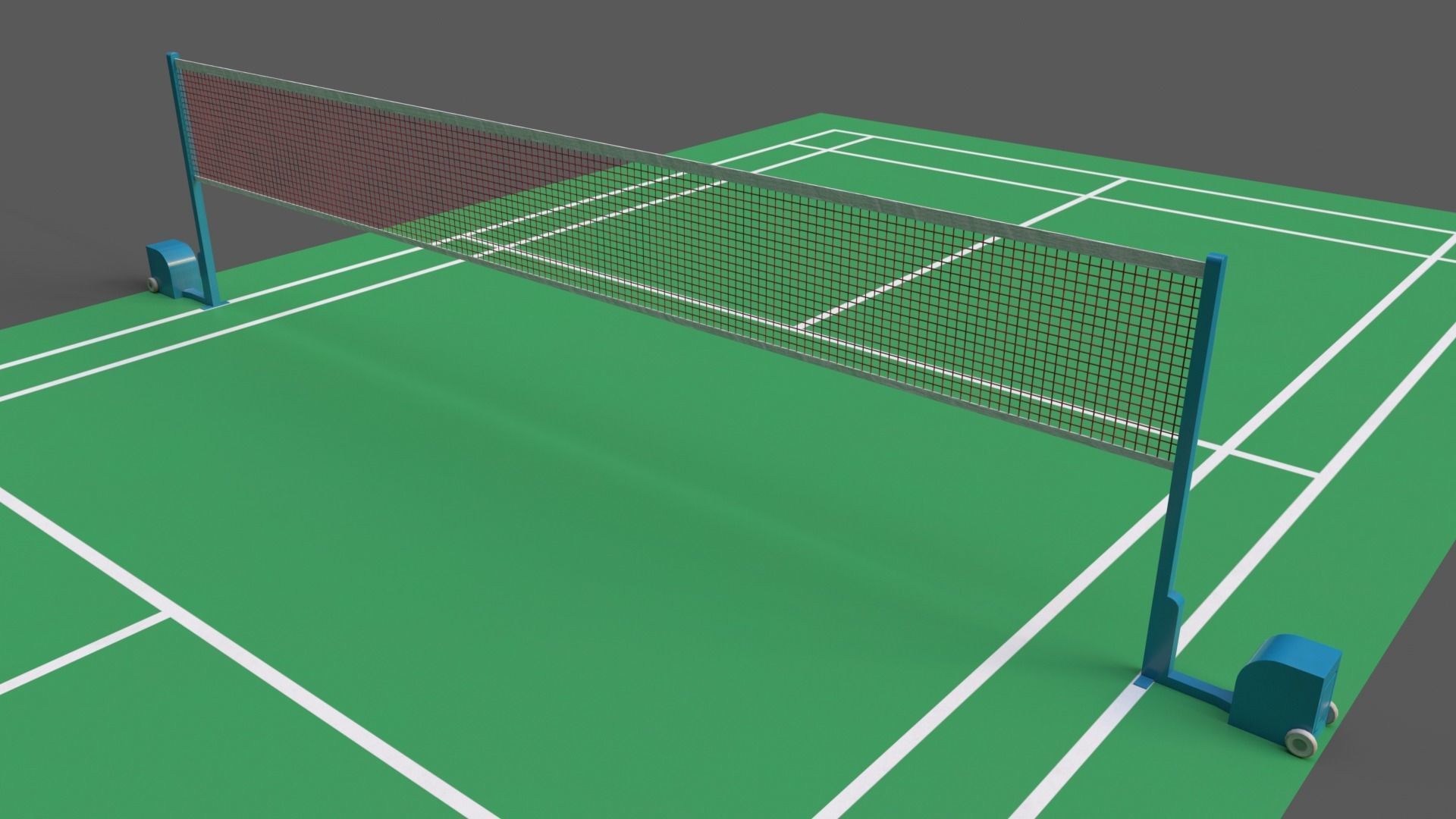 PBR Badminton Court Floor and Net Low-poly 3D model_25