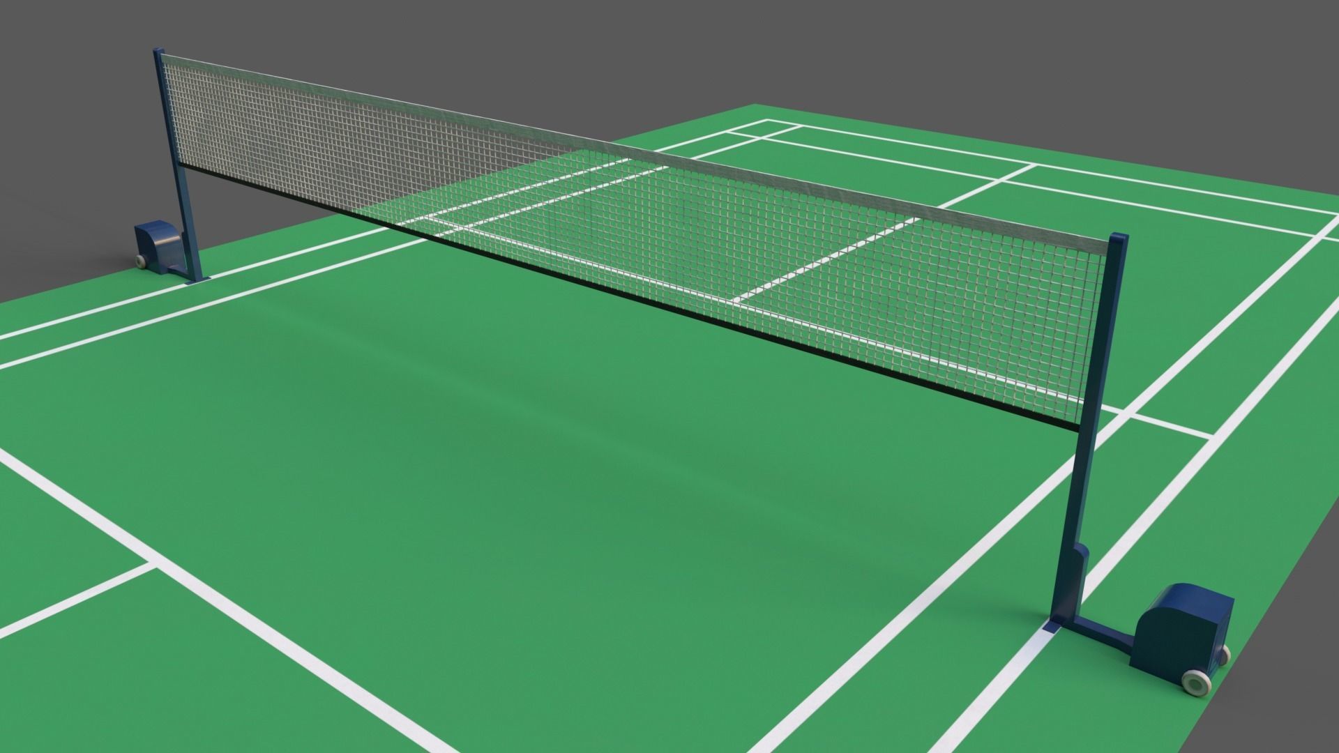 PBR Badminton Court Floor and Net Low-poly 3D model_15