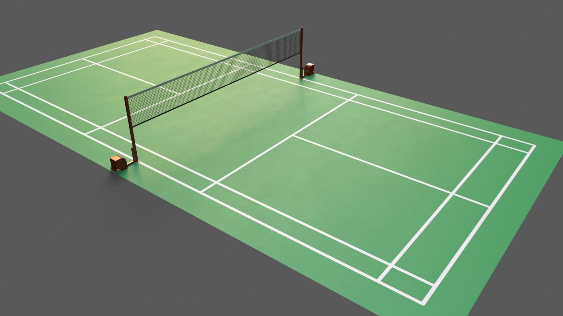 PBR Badminton Court Floor and Net Low-poly 3D model_6