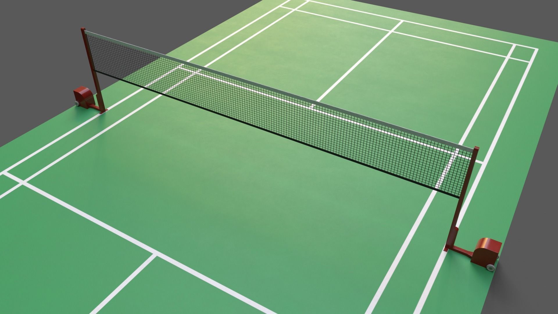 PBR Badminton Court Floor and Net Low-poly 3D model_7