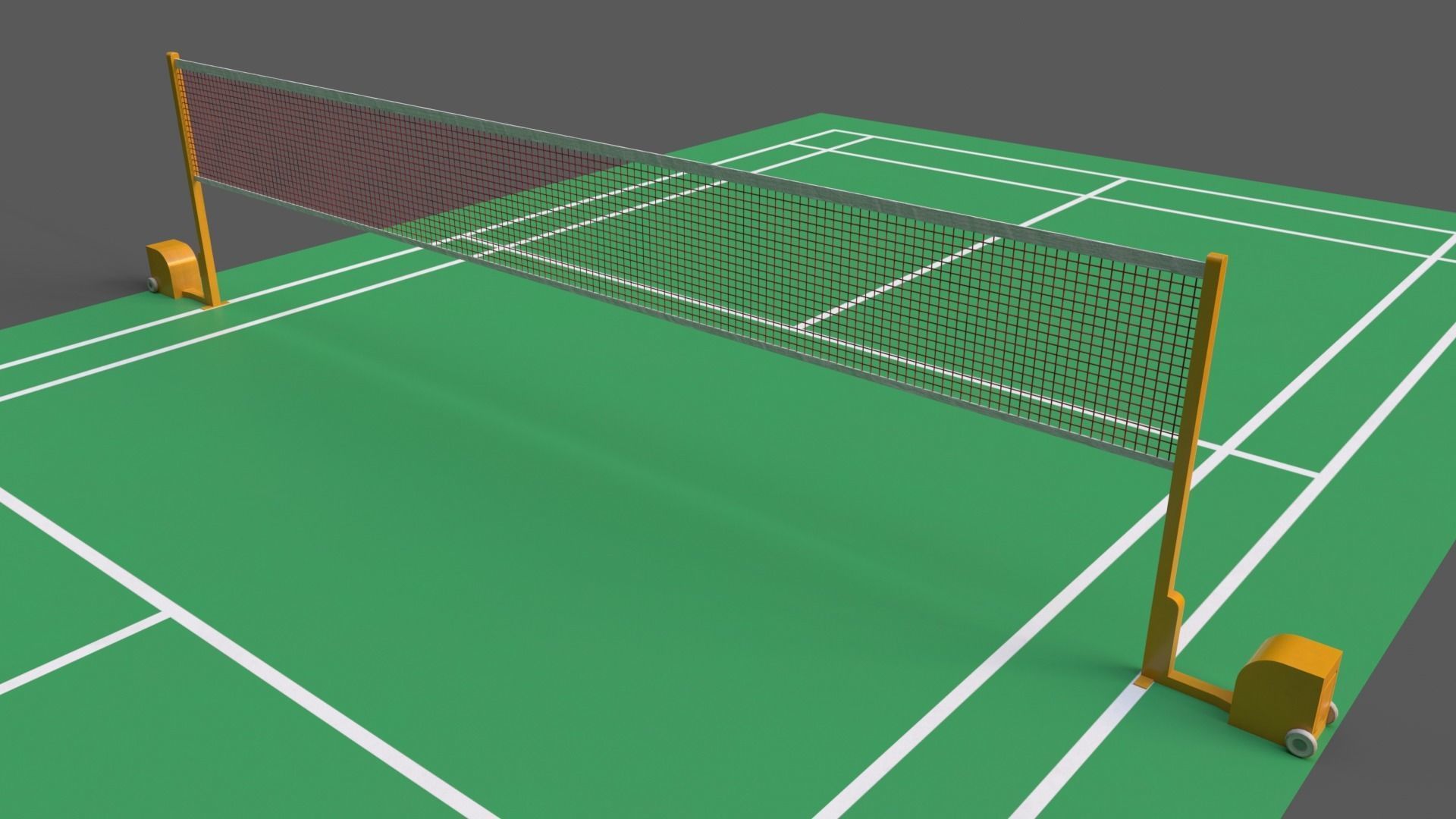 PBR Badminton Court Floor and Net Low-poly 3D model_24