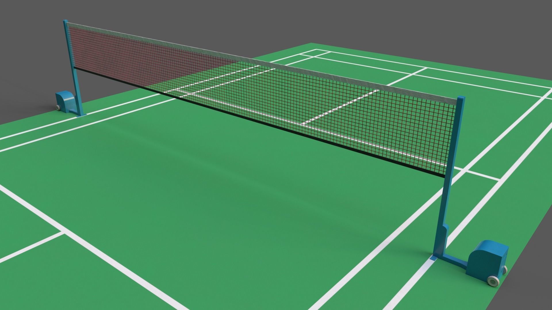 PBR Badminton Court Floor and Net Low-poly 3D model_14