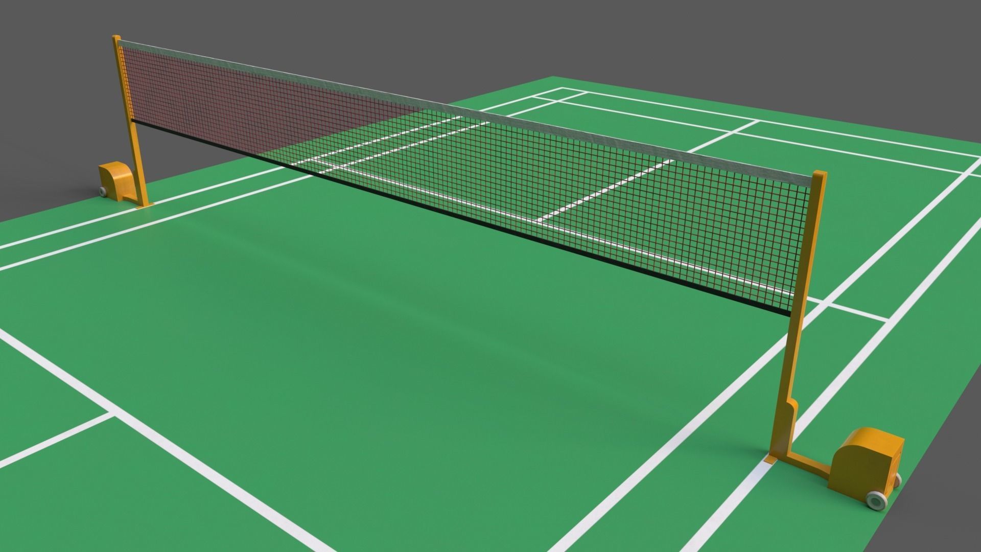 PBR Badminton Court Floor and Net Low-poly 3D model_13