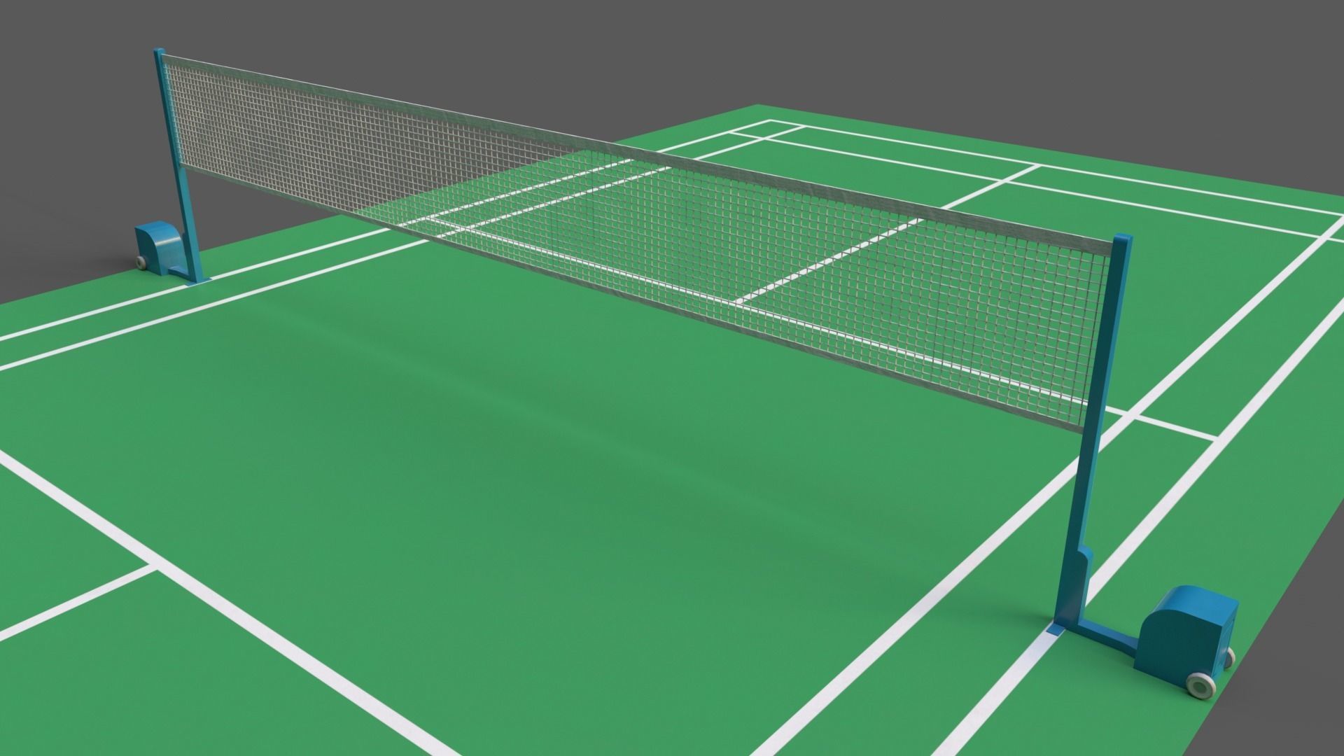 PBR Badminton Court Floor and Net Low-poly 3D model_29