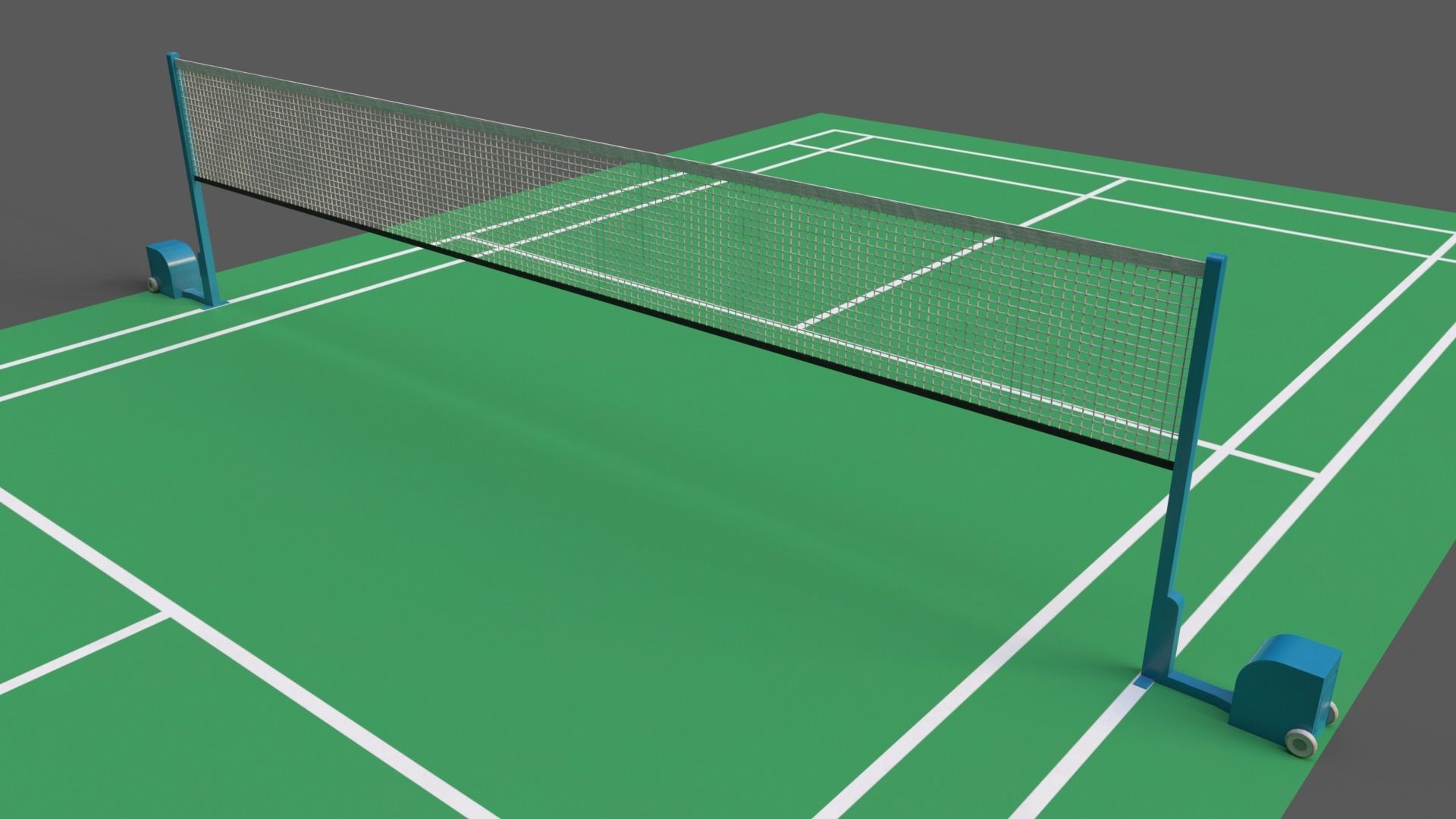 PBR Badminton Court Floor and Net Low-poly 3D model_18