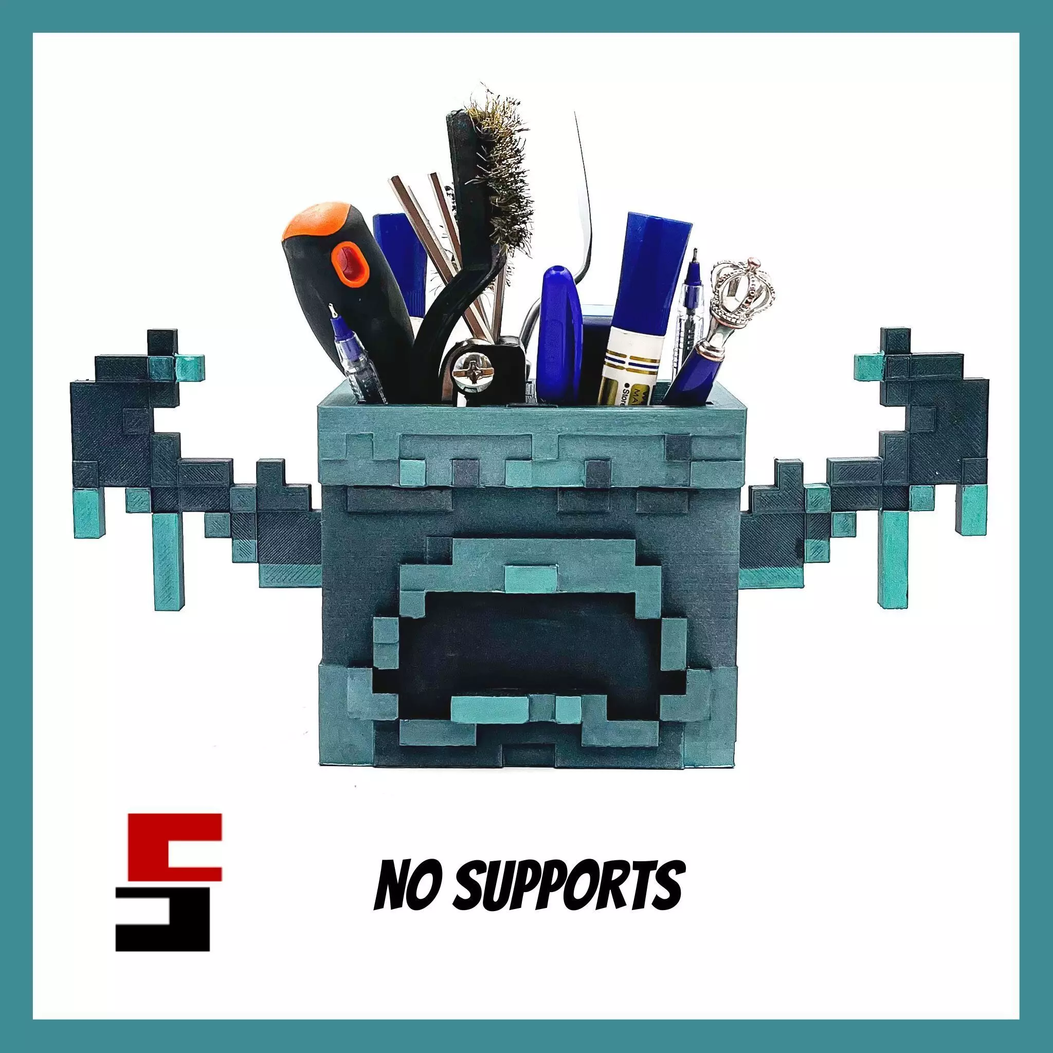 Minecraft Warden Pen Holder Desk Organizer Tool Holder  3D print model_0