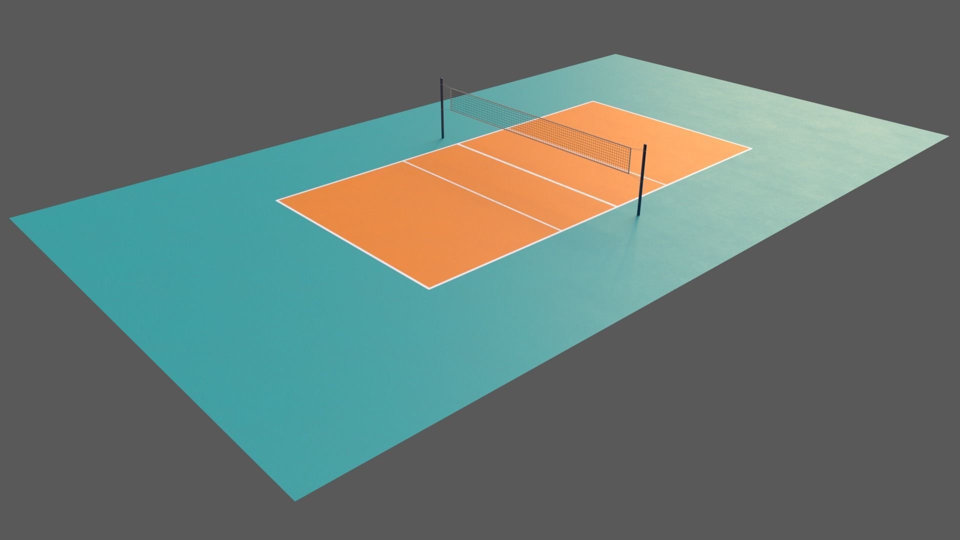 PBR Volleyball Court Floor and Net Low-poly 3D model_29