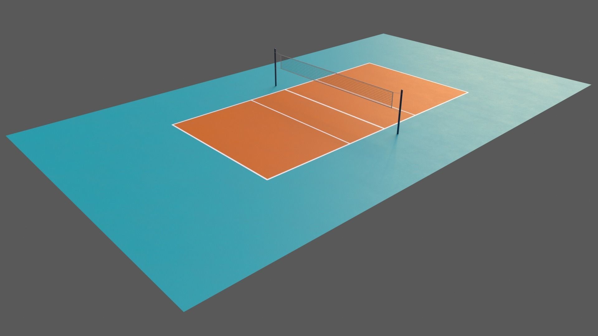 PBR Volleyball Court Floor and Net Low-poly 3D model_19