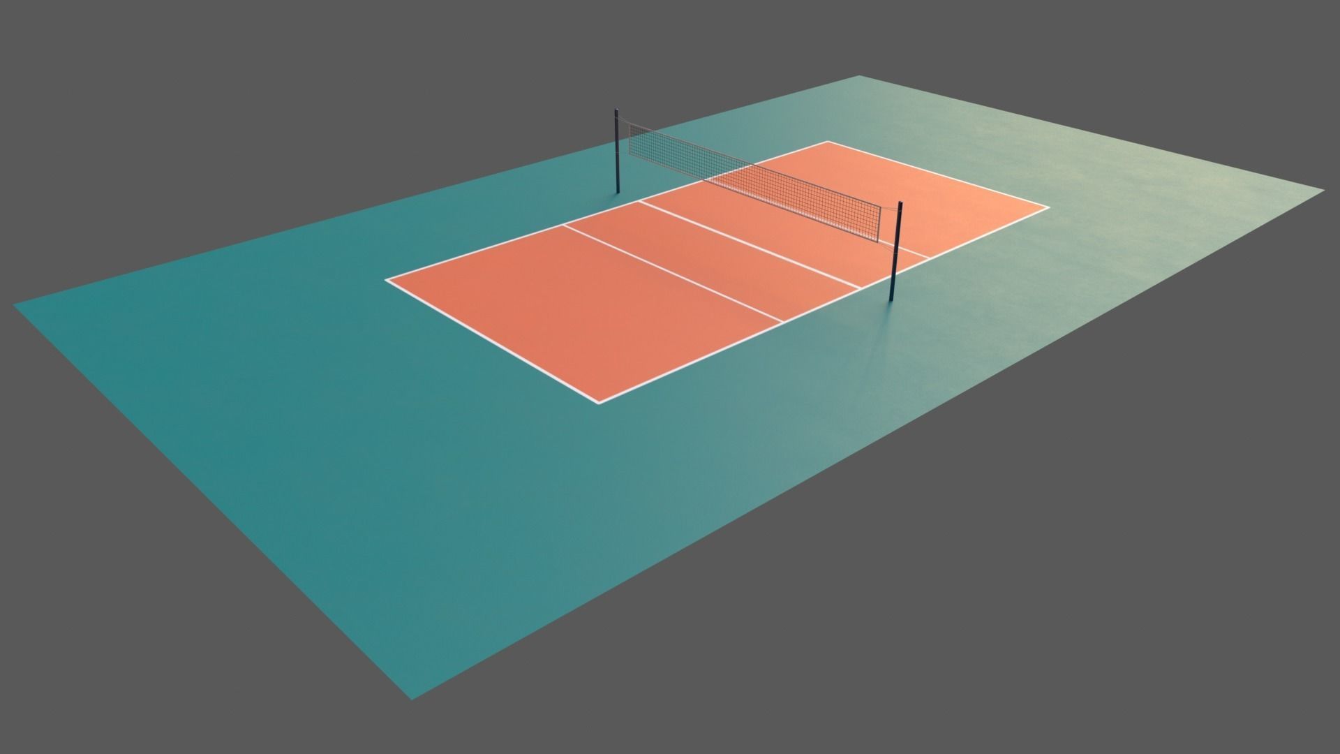 PBR Volleyball Court Floor and Net Low-poly 3D model_44