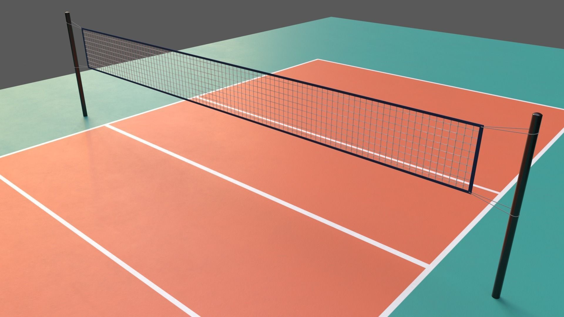 PBR Volleyball Court Floor and Net Low-poly 3D model_15