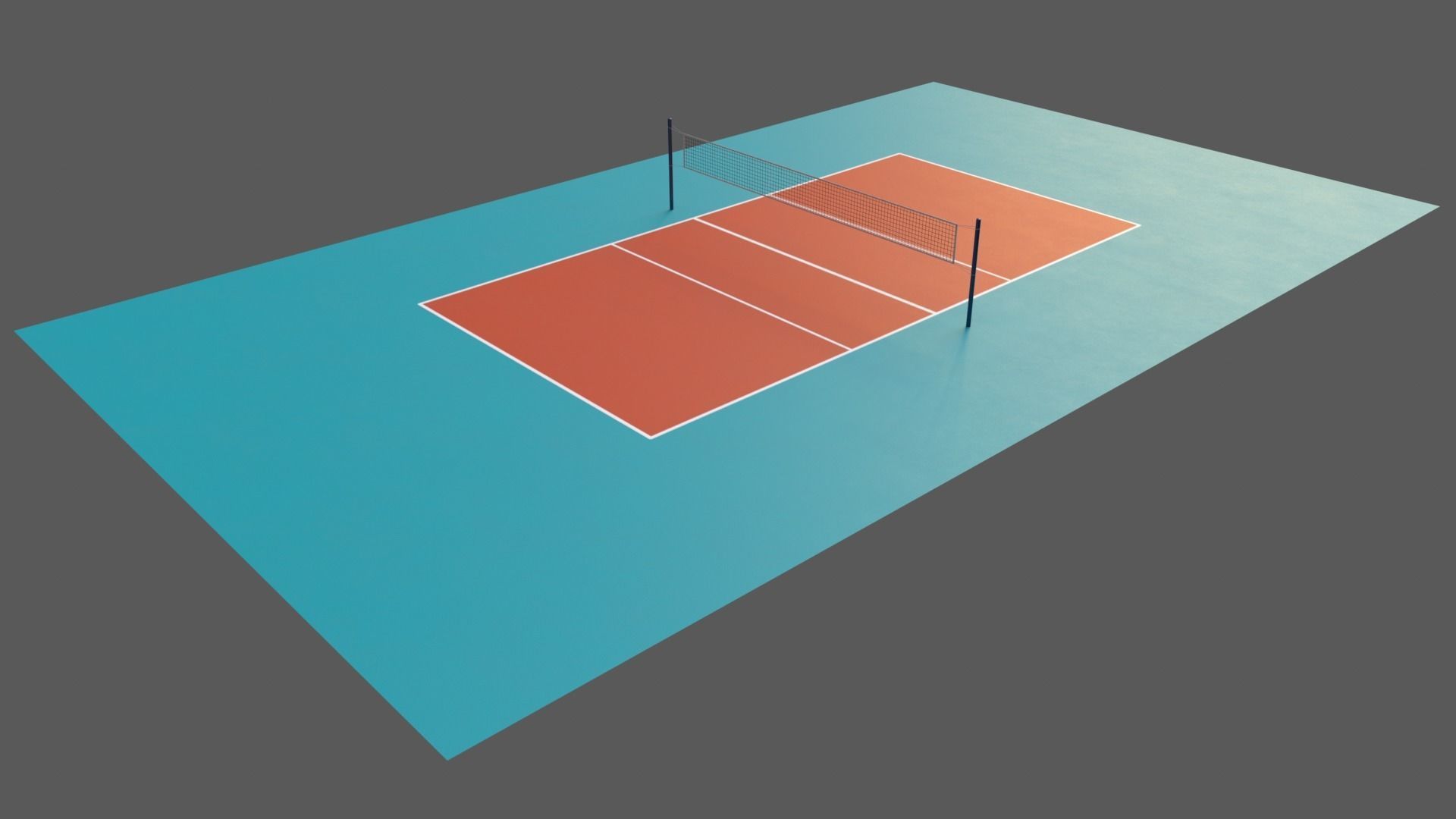 PBR Volleyball Court Floor and Net Low-poly 3D model_18