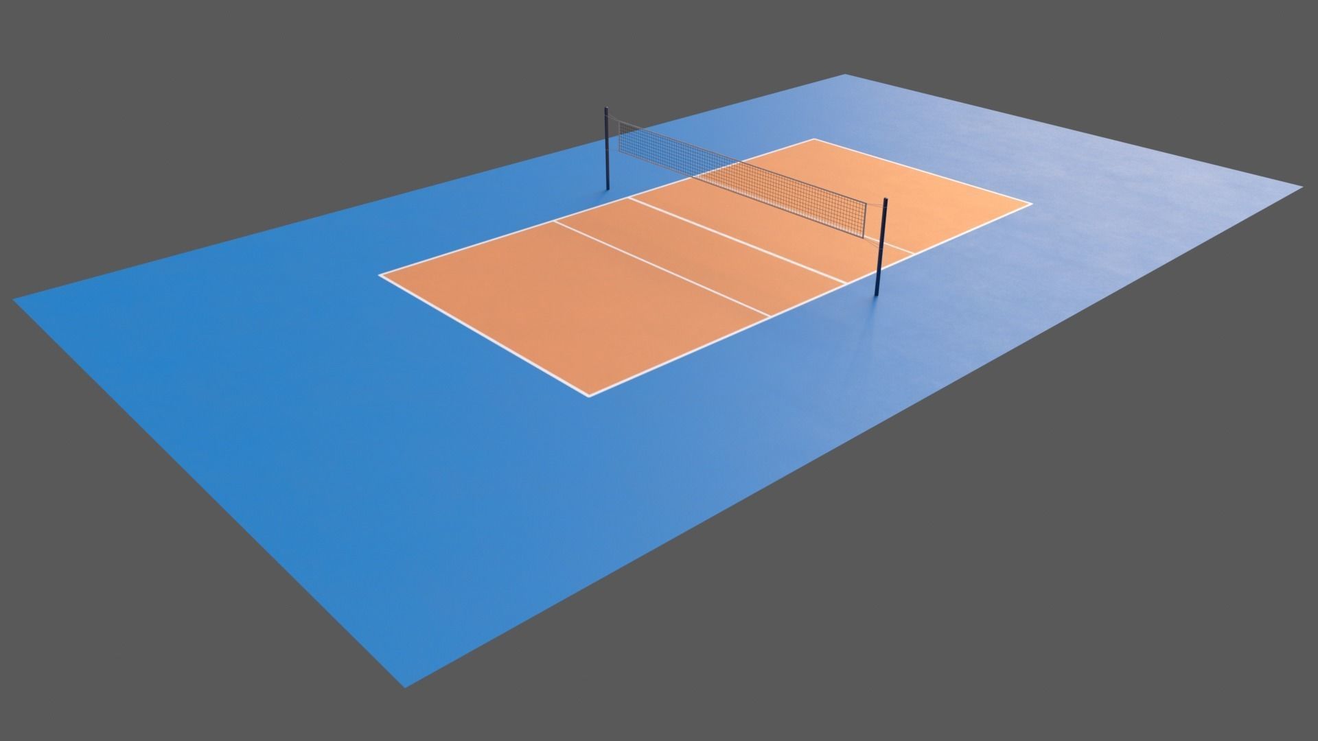 PBR Volleyball Court Floor and Net Low-poly 3D model_40