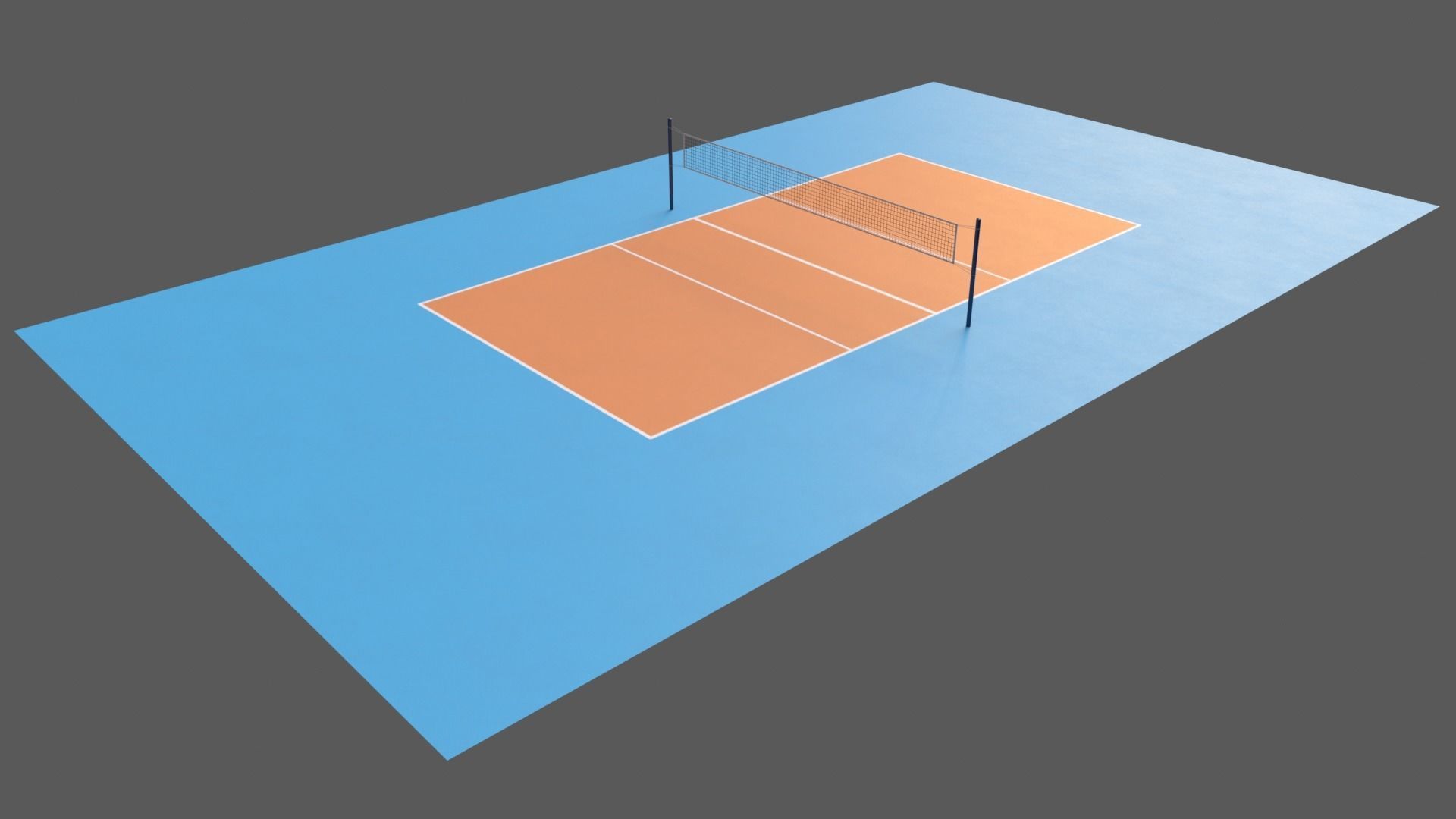 PBR Volleyball Court Floor and Net Low-poly 3D model_42