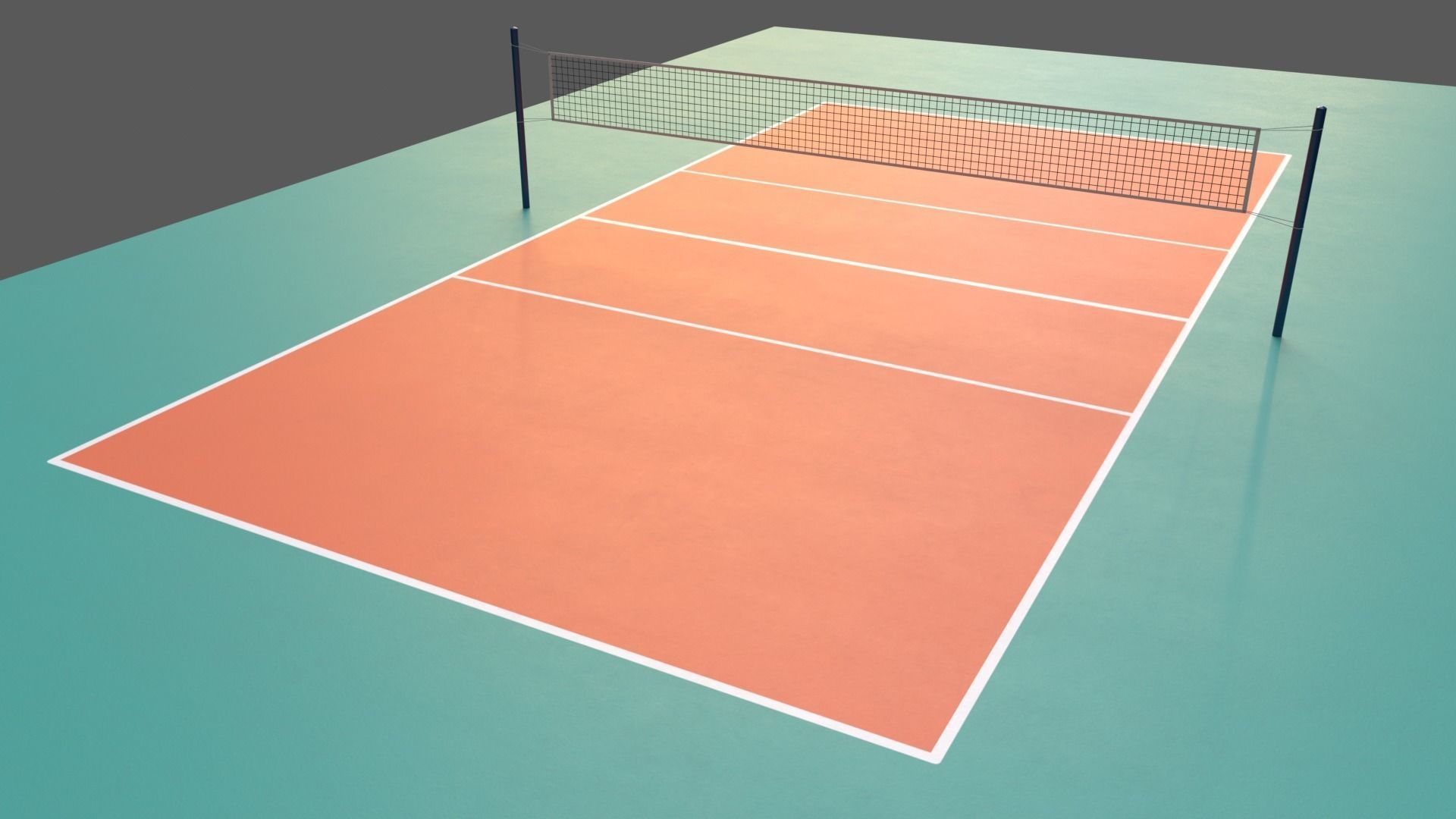 PBR Volleyball Court Floor and Net Low-poly 3D model_3