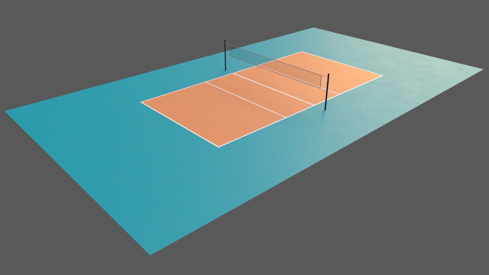 PBR Volleyball Court Floor and Net Low-poly 3D model_20