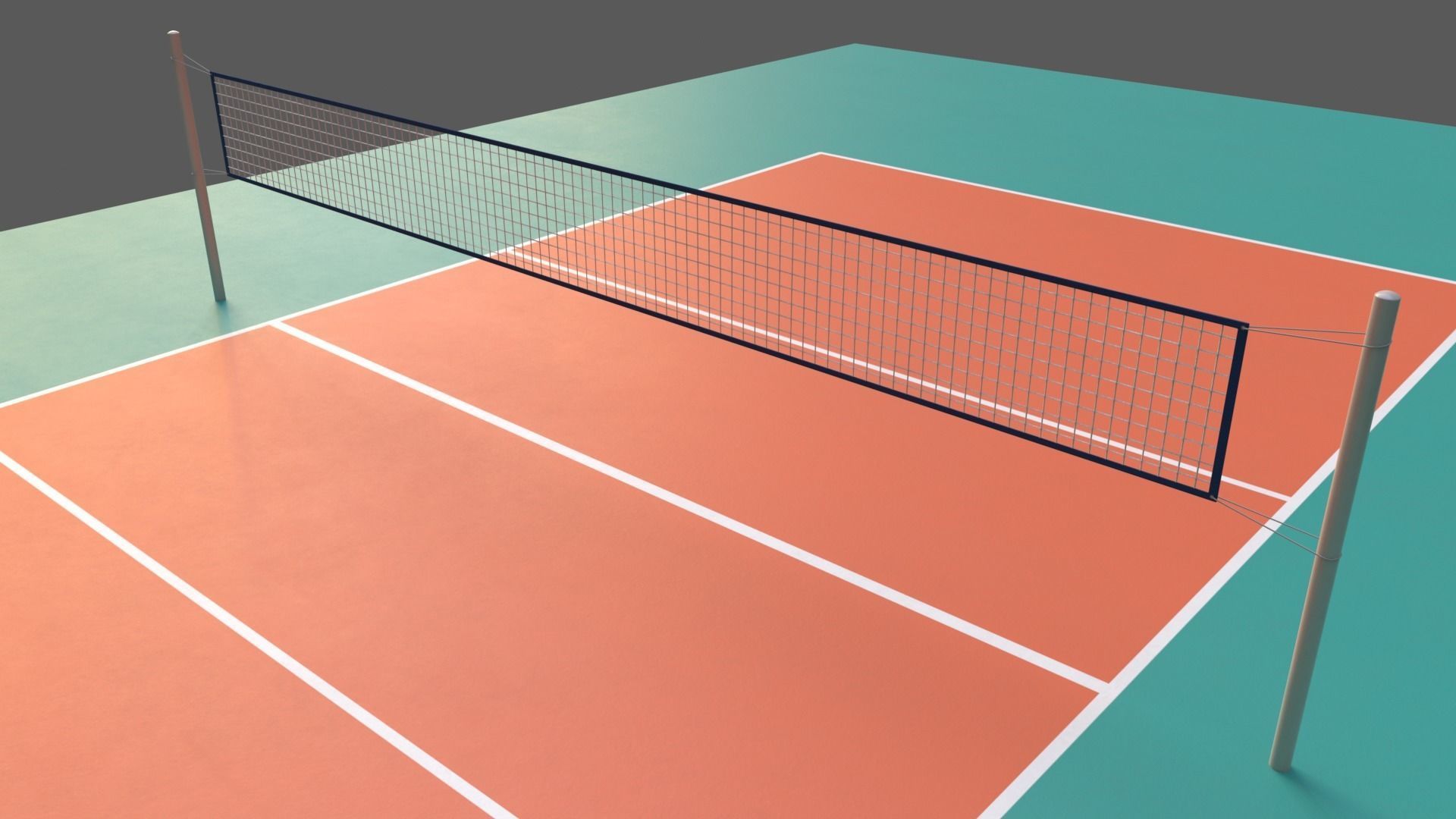 PBR Volleyball Court Floor and Net Low-poly 3D model_14
