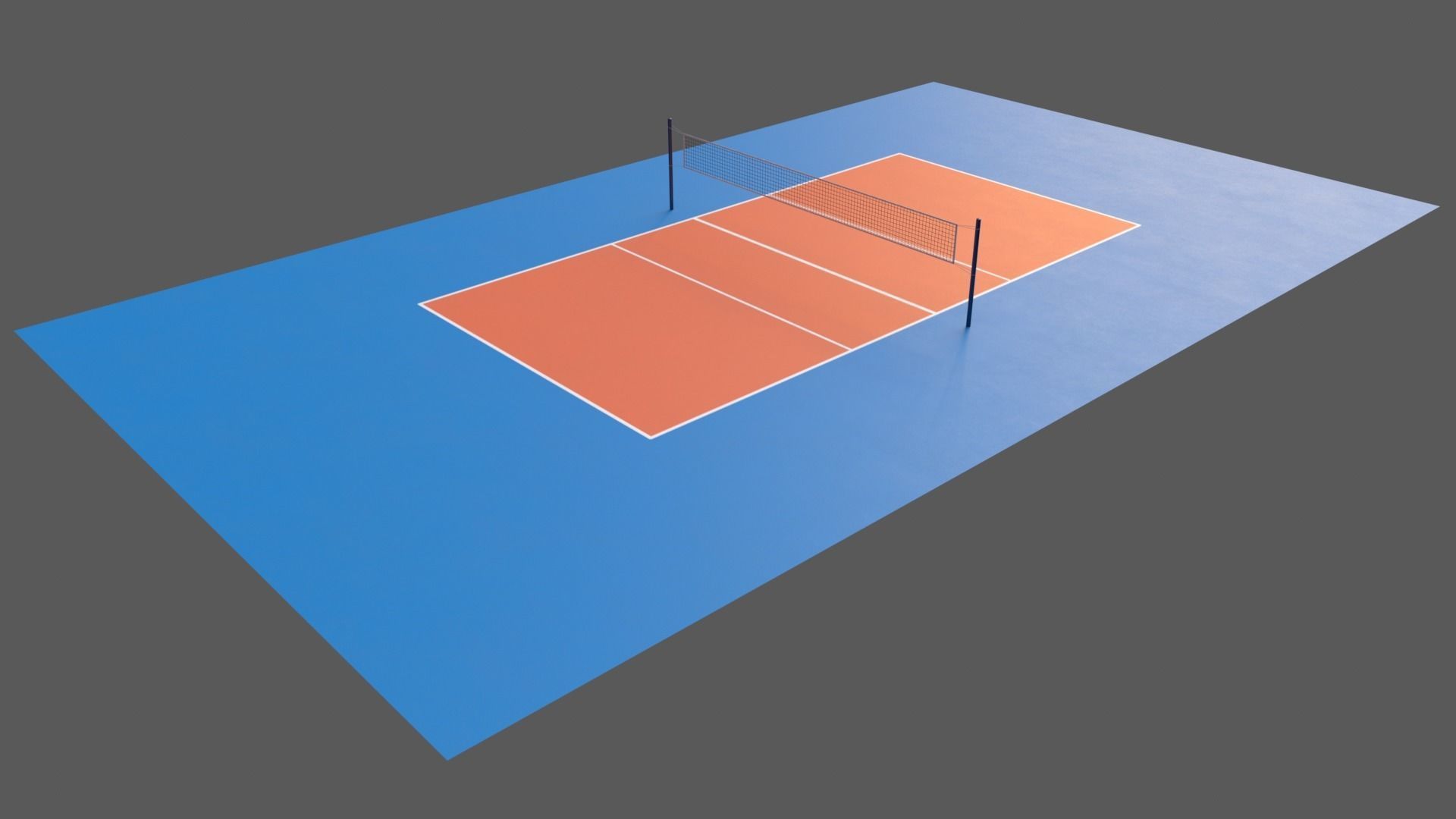 PBR Volleyball Court Floor and Net Low-poly 3D model_37