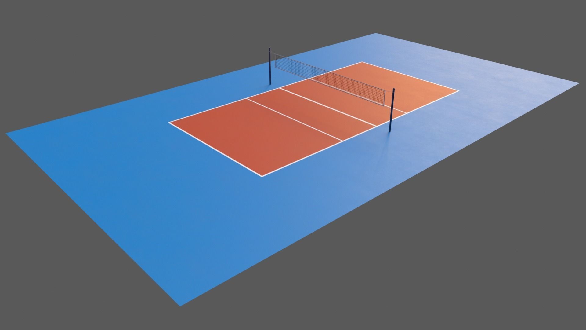 PBR Volleyball Court Floor and Net Low-poly 3D model_38