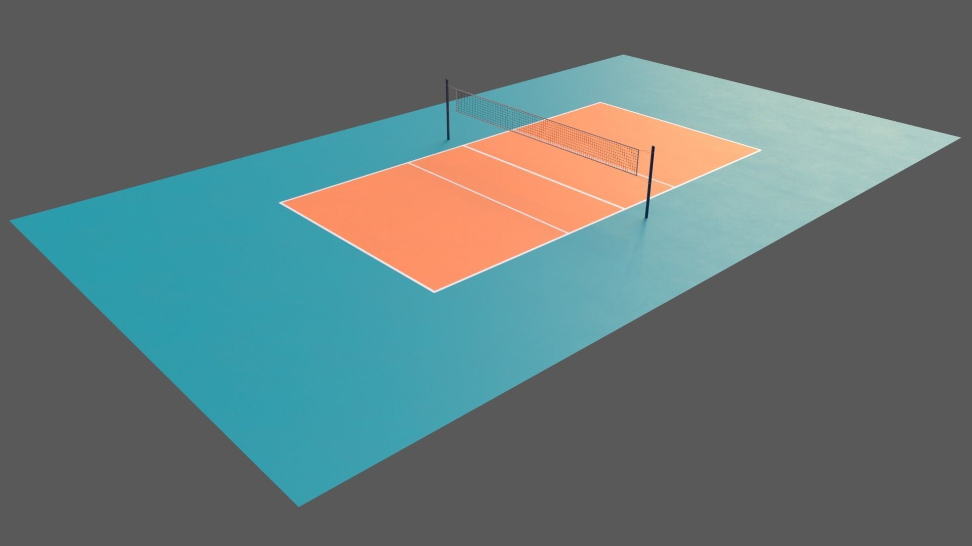 PBR Volleyball Court Floor and Net Low-poly 3D model_21